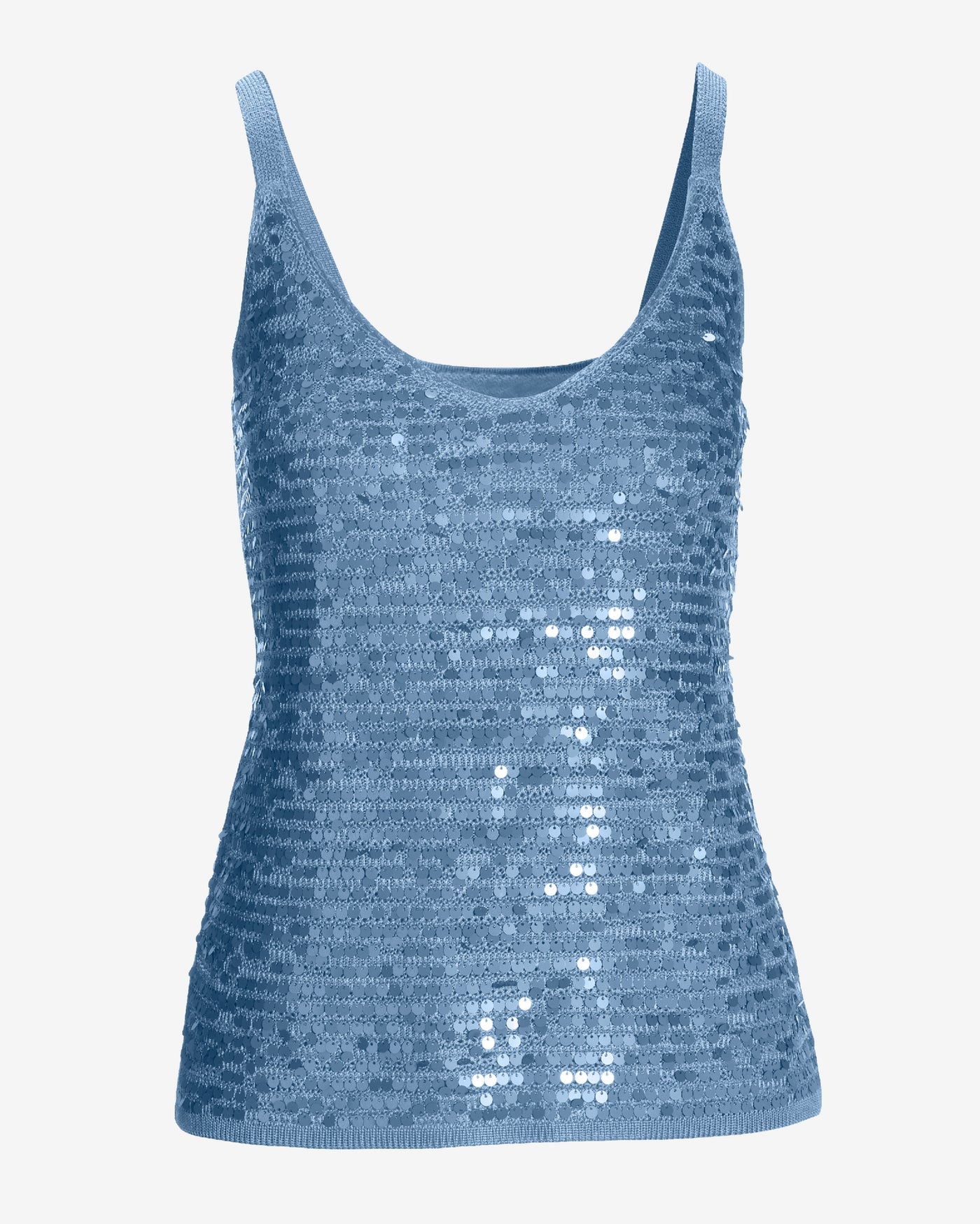 Sequin V-Neck Sweater Tank Blue Bell