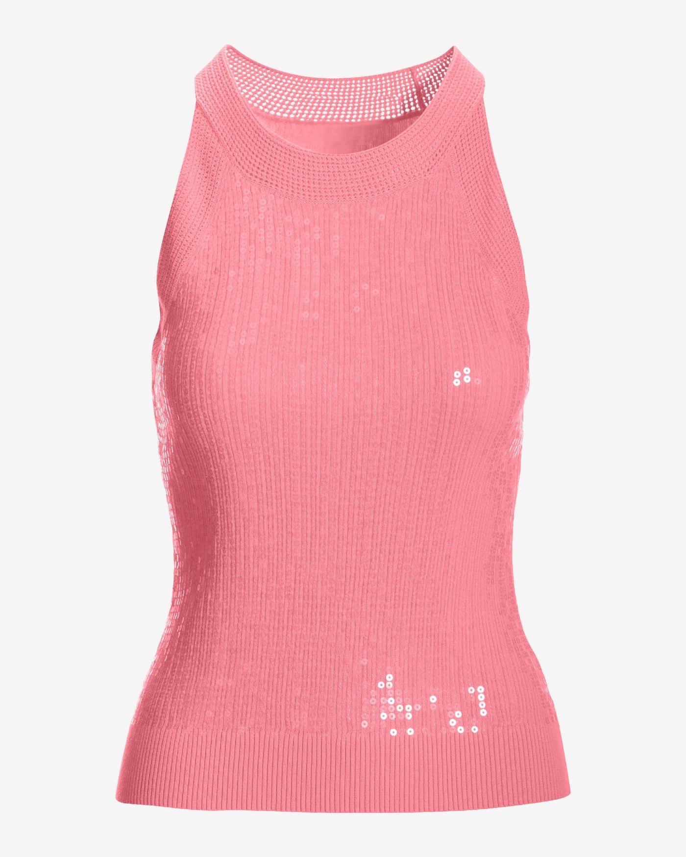 Sequin High Neck Sweater Tank Peony