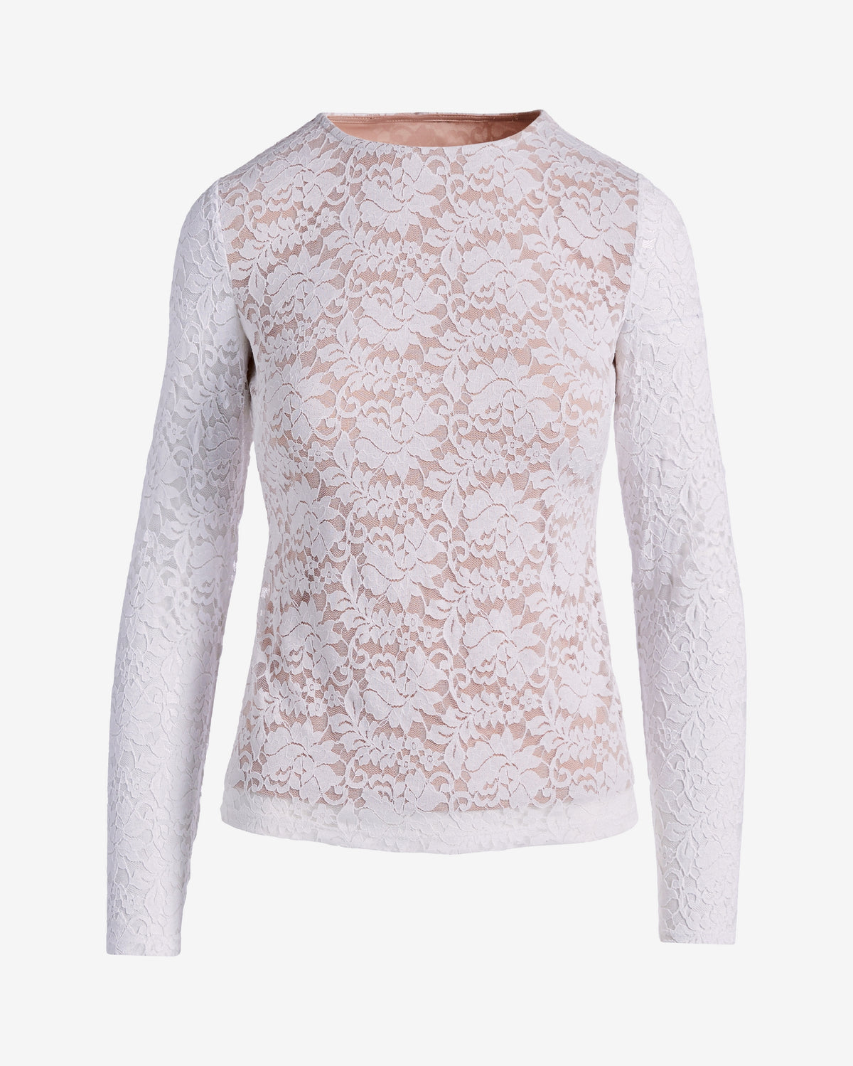 Allover Lace Long Sleeve Knit Top White