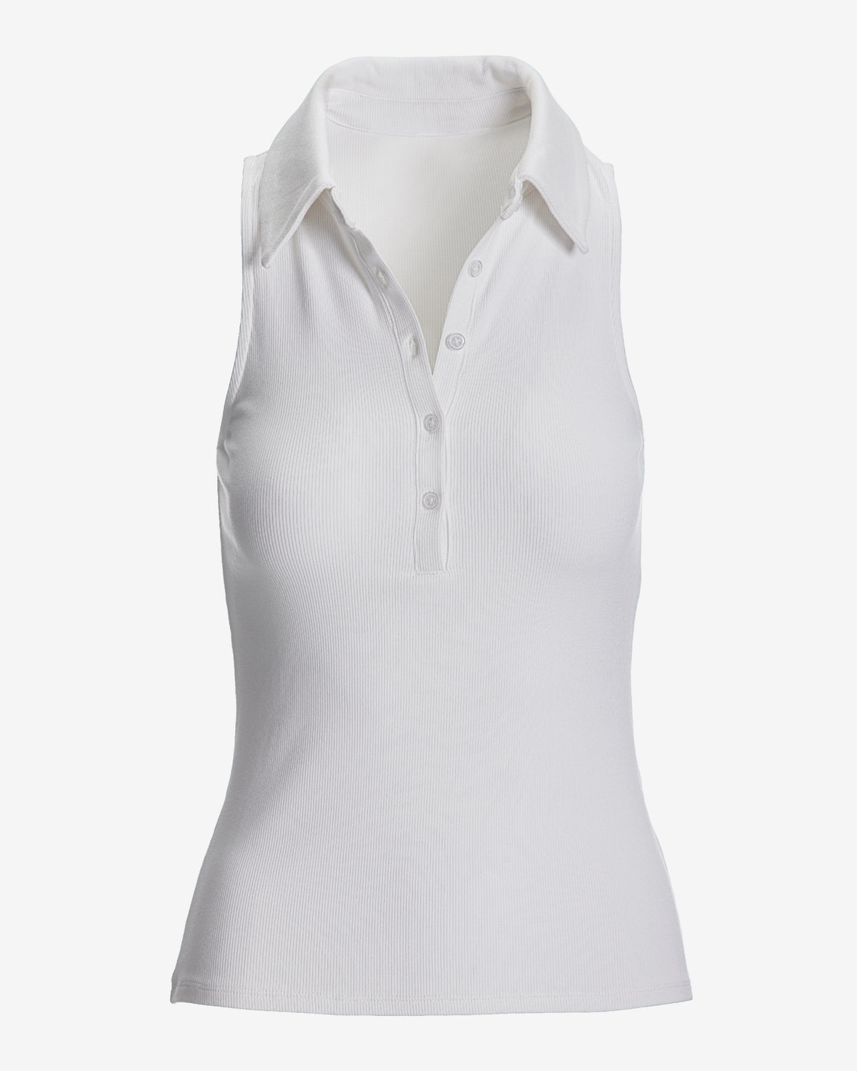 So Essential Ribbed Henley Collared Tank White