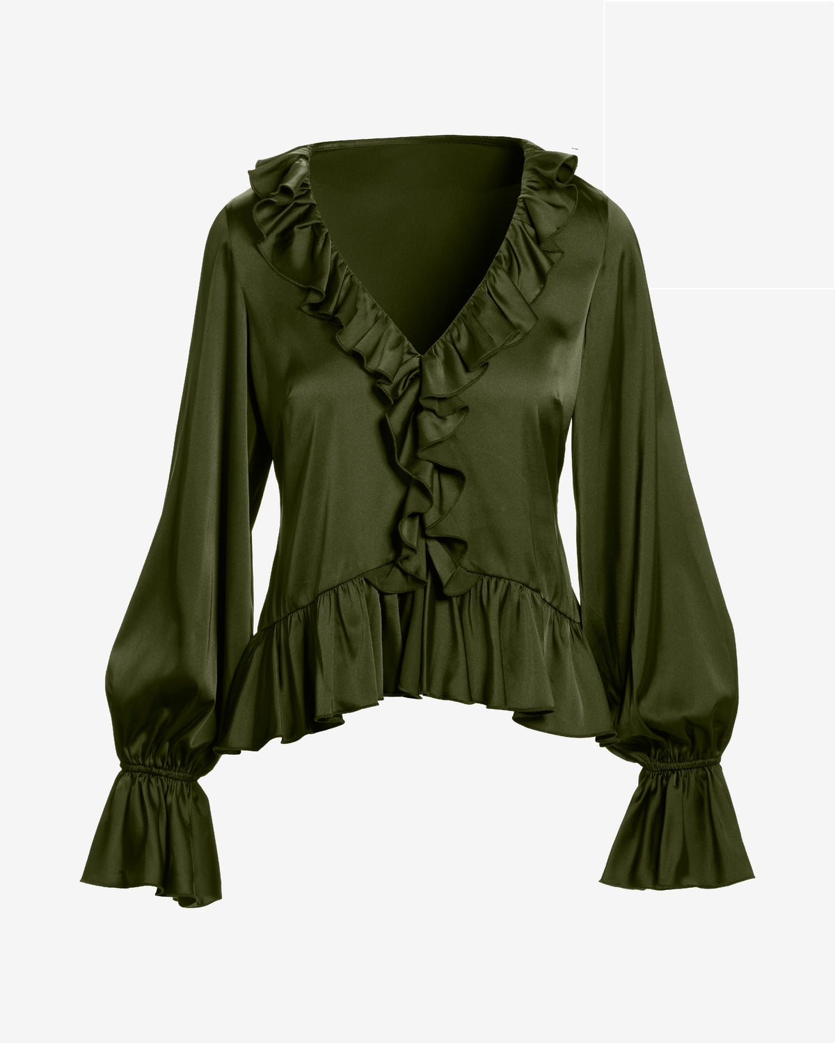 Paige Ruffle Charmeuse Blouse Olive Night