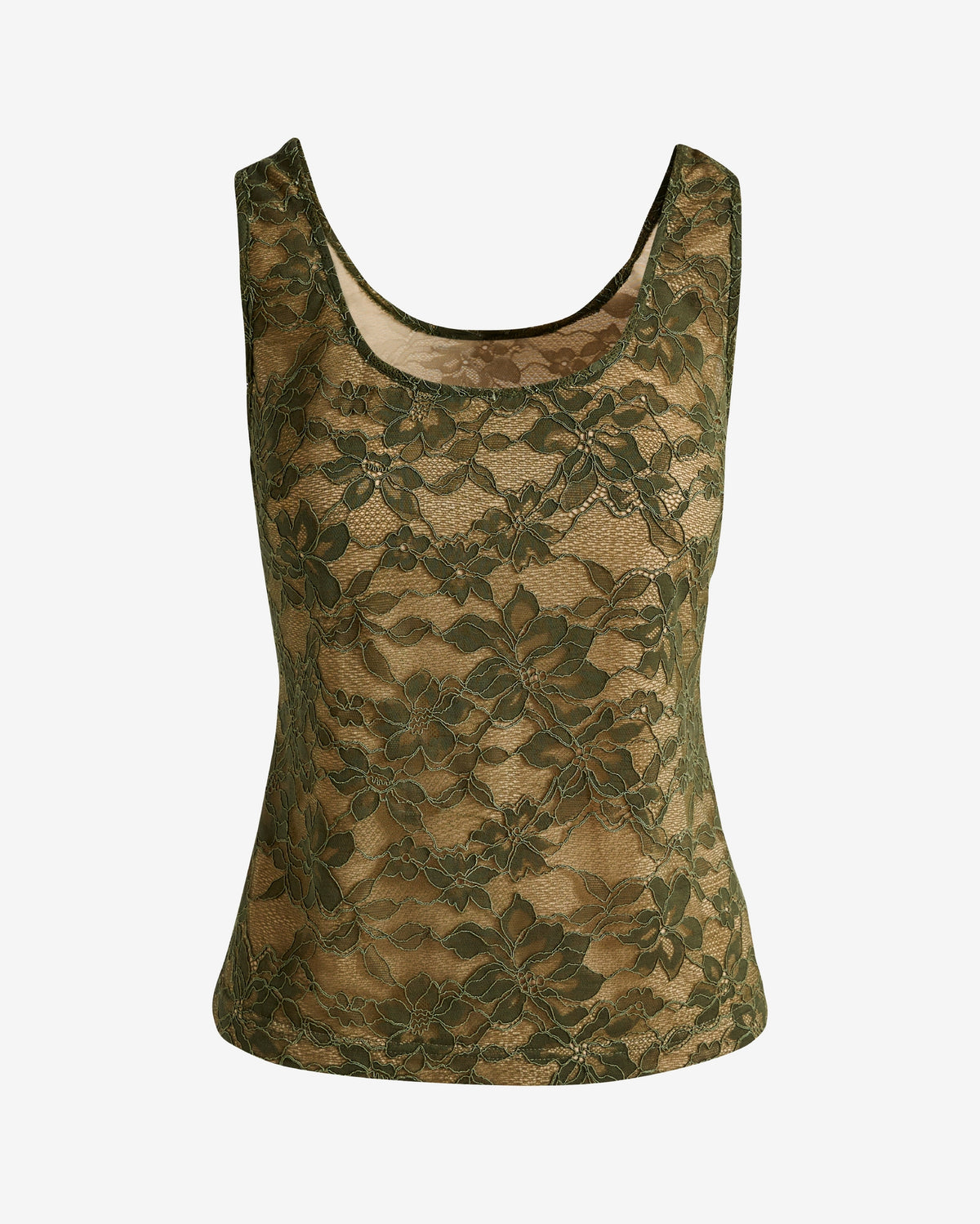 Lace Scoop Neck Tank Top Olive Night