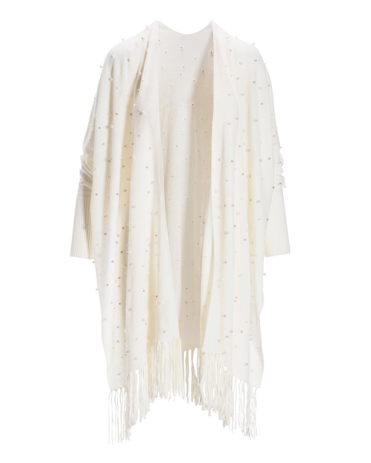Pearl Embellished Poncho Off White