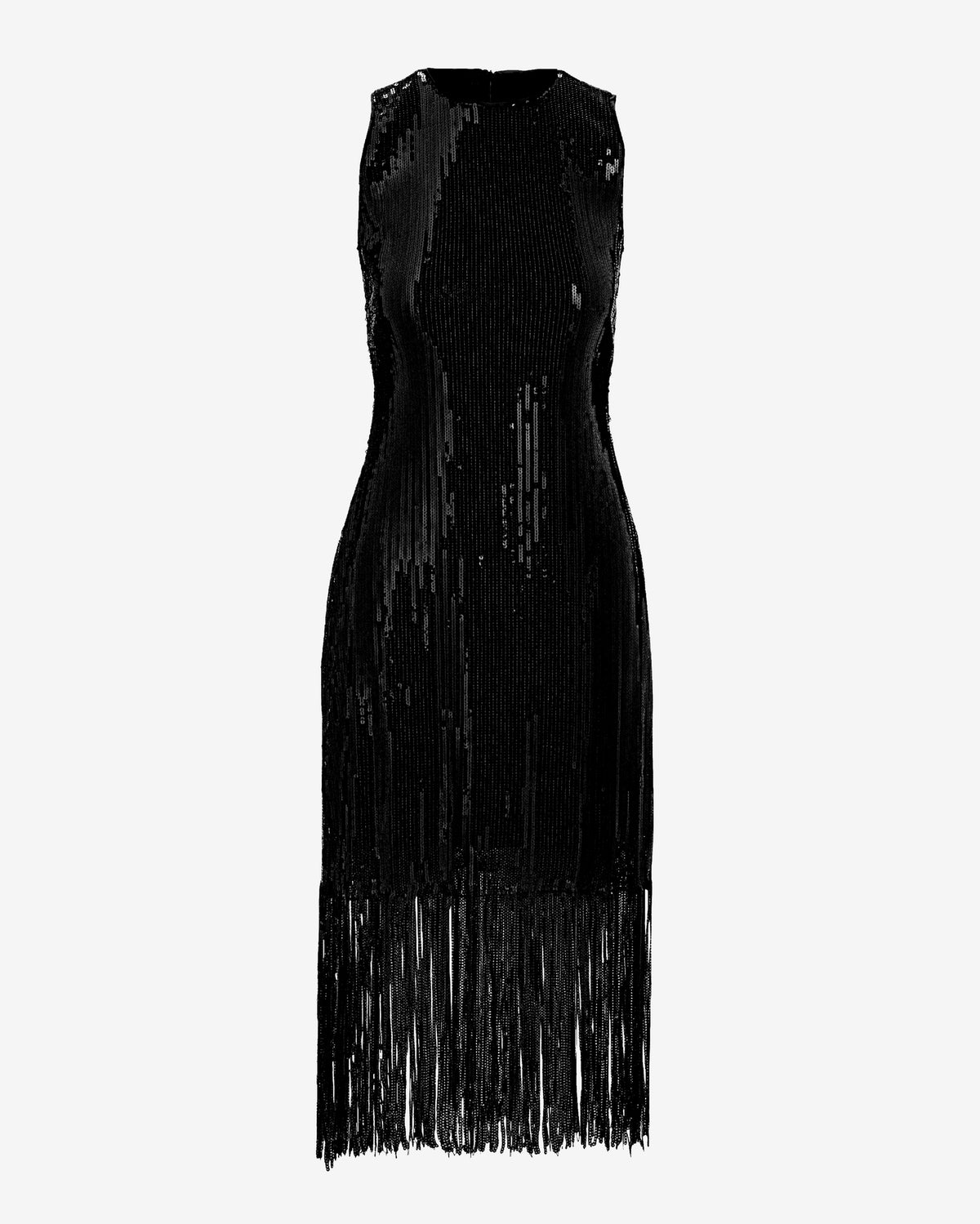 Sequin Fringe Sheath Dress Black