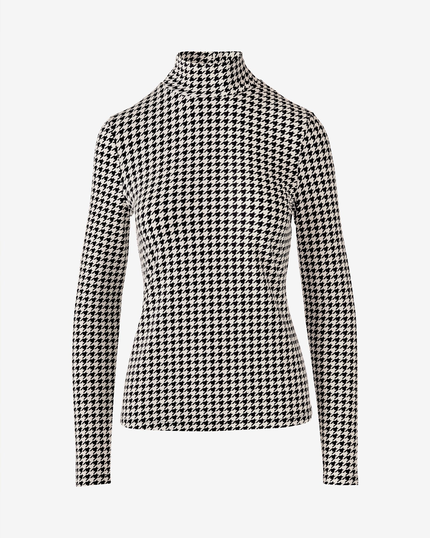 Long Sleeve Printed Turtleneck Top Striking Houndstooth