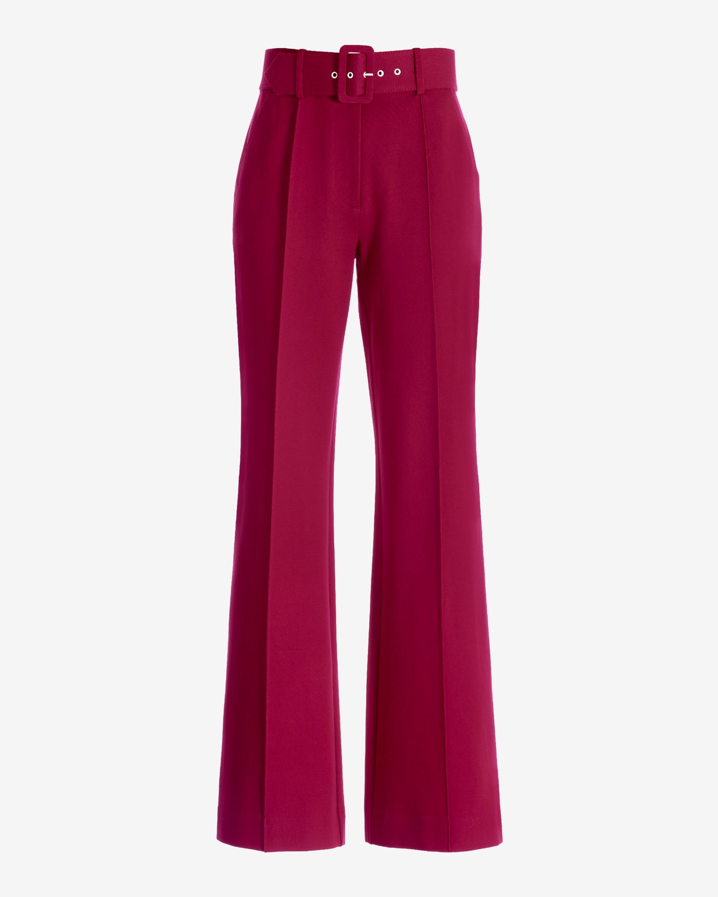 Malibu Belted Ponte High Waist Wide Leg Trouser Pant Rumba Red
