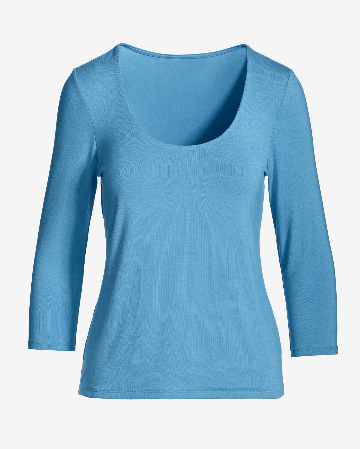 So Effortless Three Quarter Sleeve Scoop Neck Top Baltic Sea