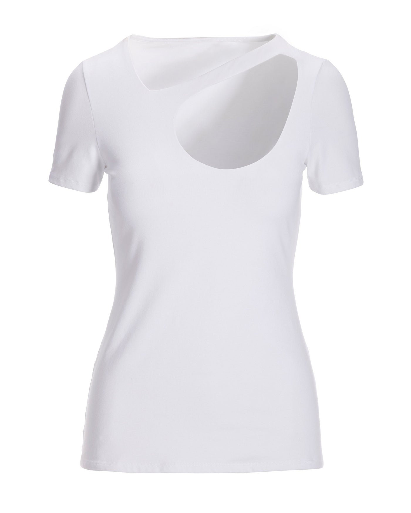 So Sexy Wide Cutout Short-Sleeve Knit Top White