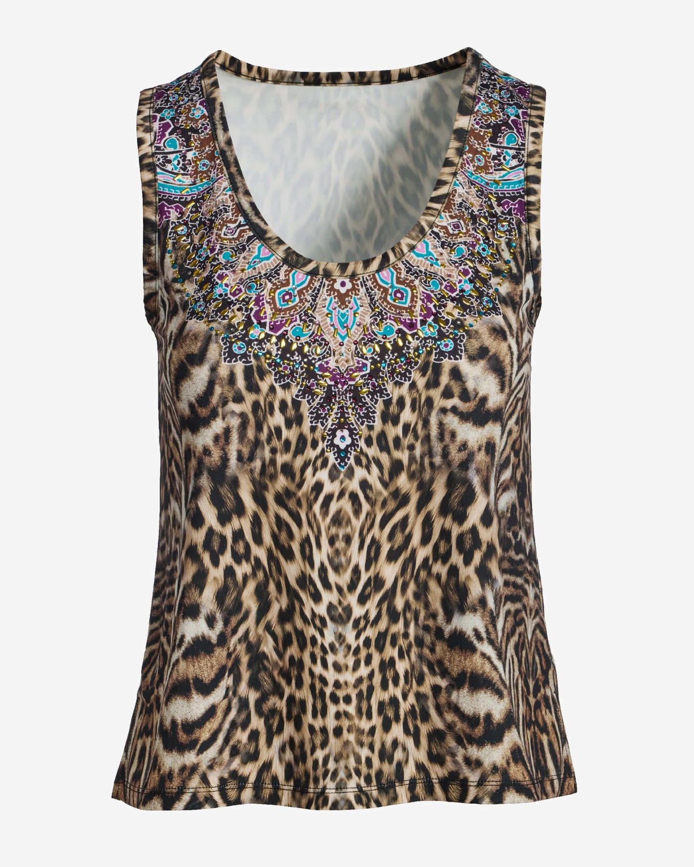 So Chic Safari Glam Leopard Jeweled Knit Top Safari Glam