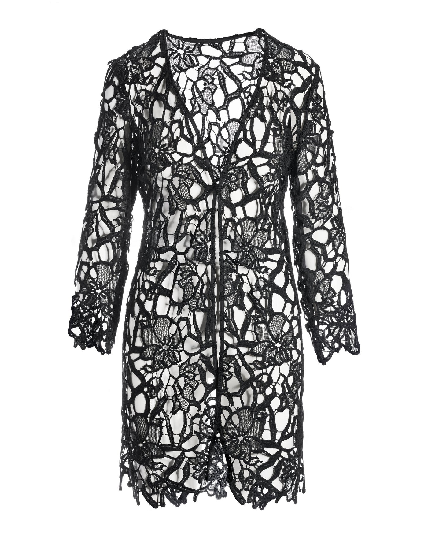Lace Hip Length Duster Black