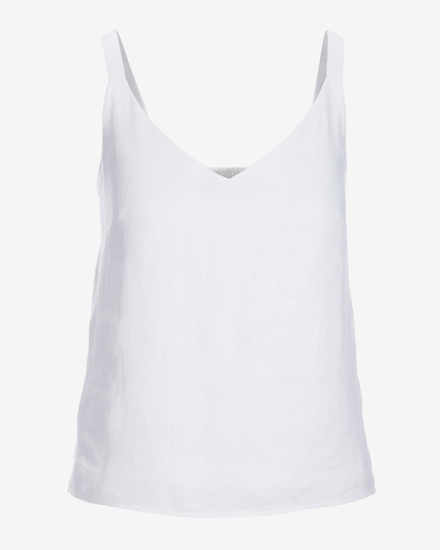 Polished Linen V Neck Tank White