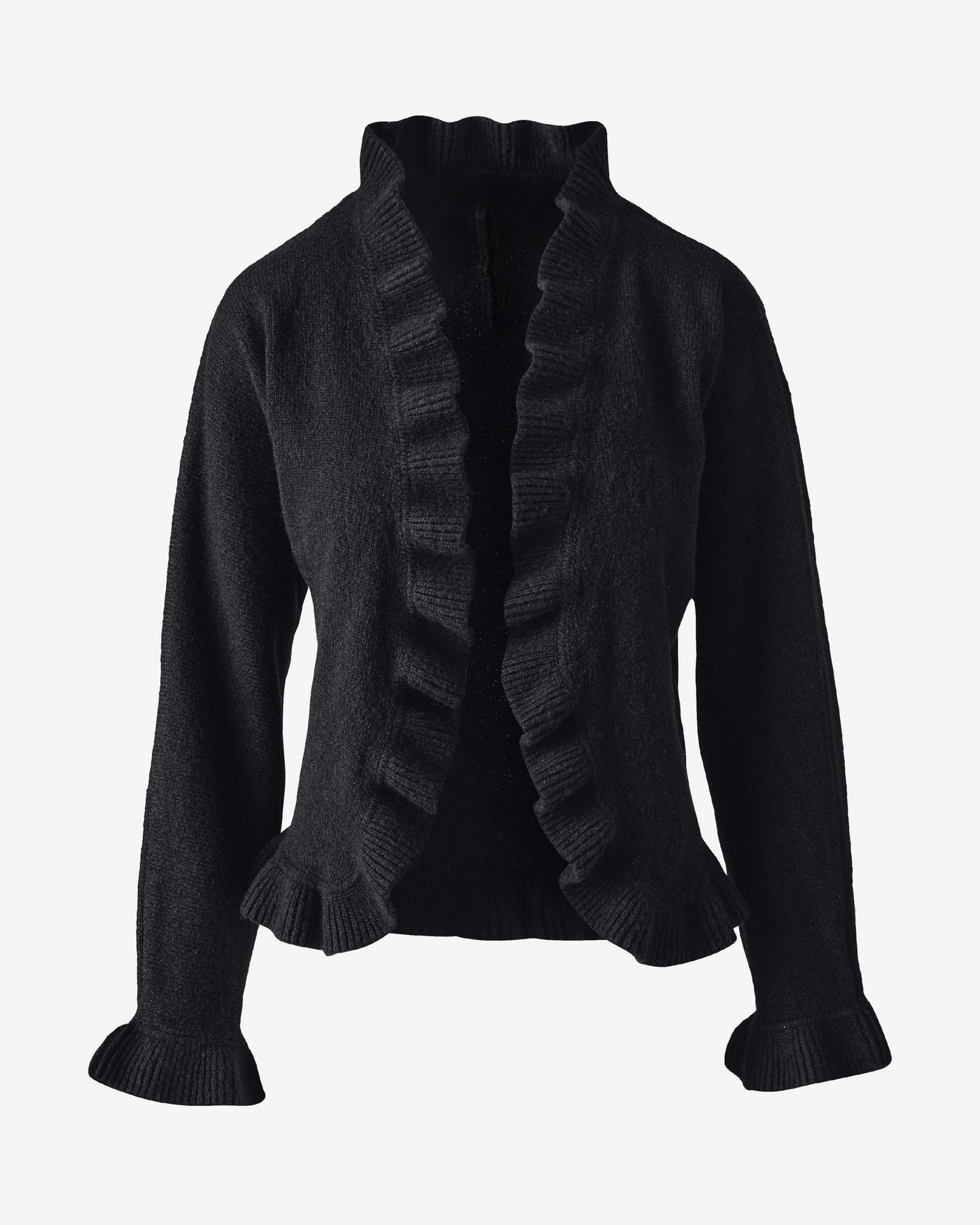 Relaxed Ruffle Open Front Cardigan Proper Black