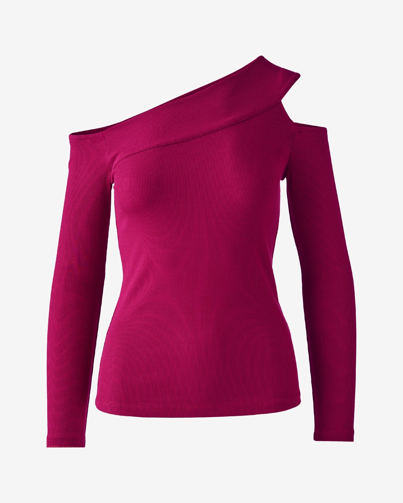 So Essential Ribbed One Shoulder Top Oxblood