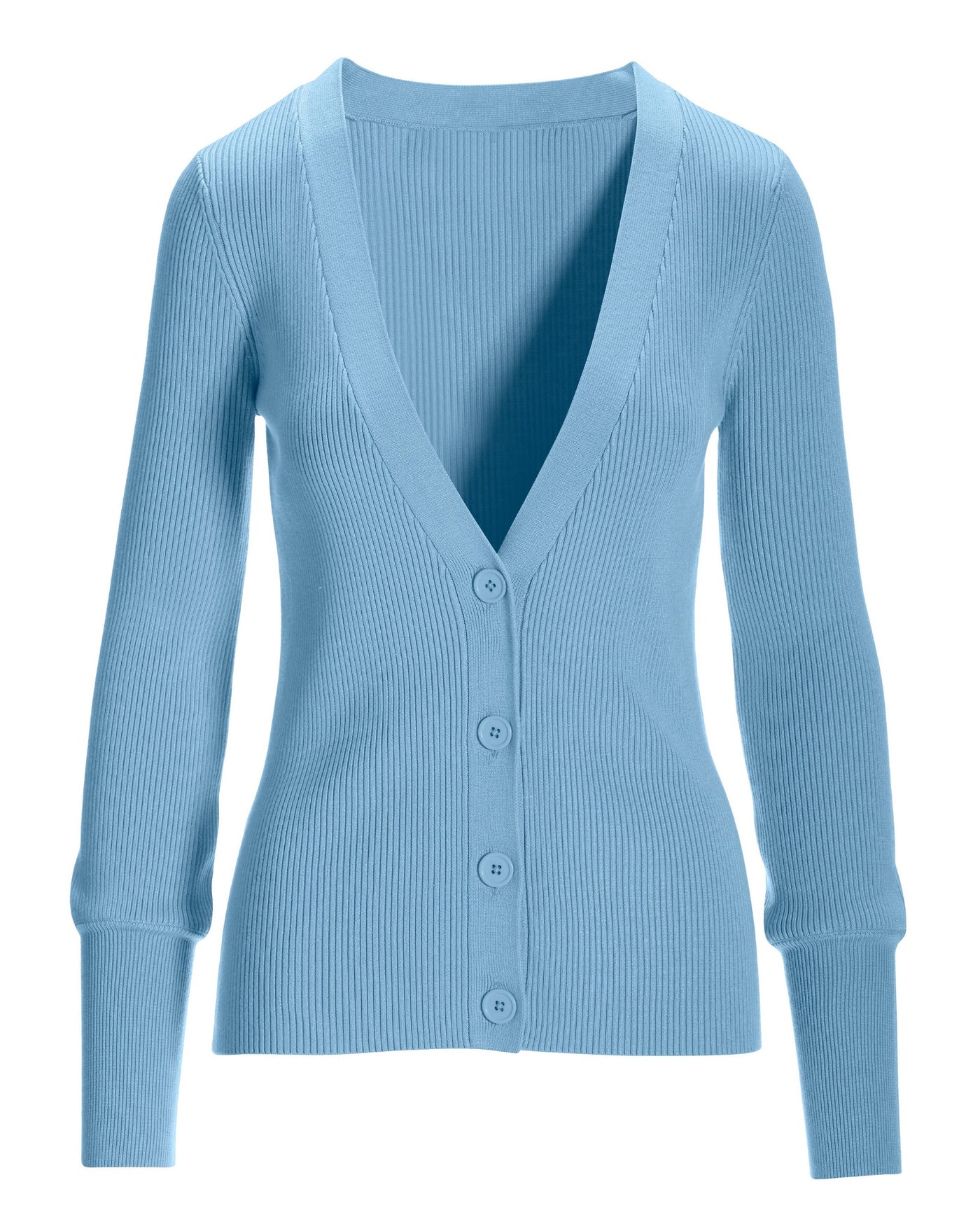 Ribbed Sweater Button Cardigan Airy Blue