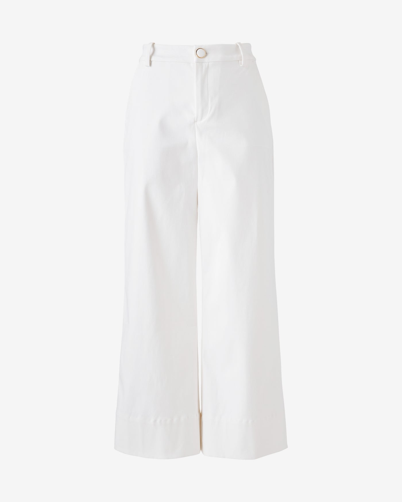 Ankle Length Wide Leg Twill Pant Pure White
