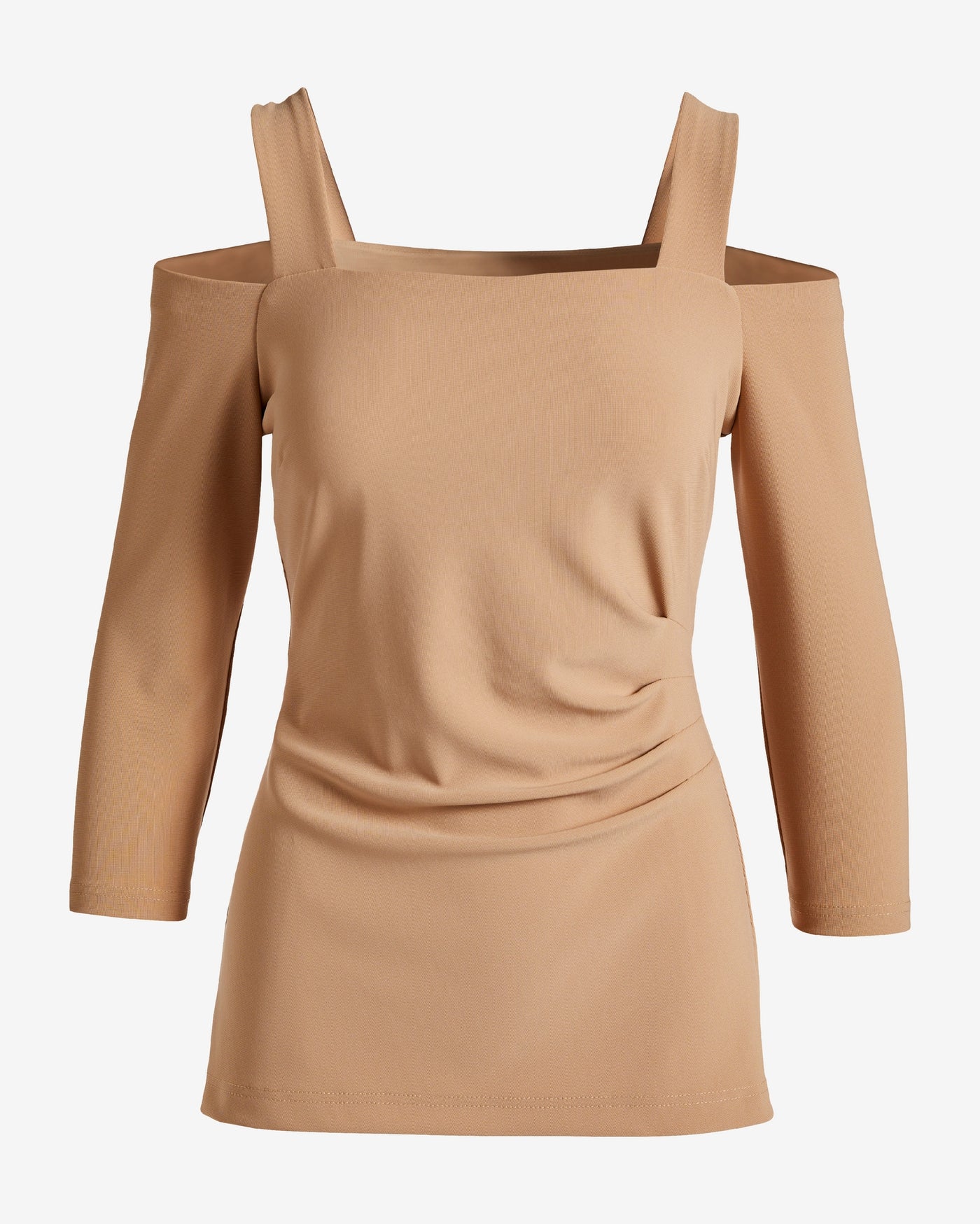 Beyond Travel Cold Shoulder Three Quarter Sleeve Top Natural