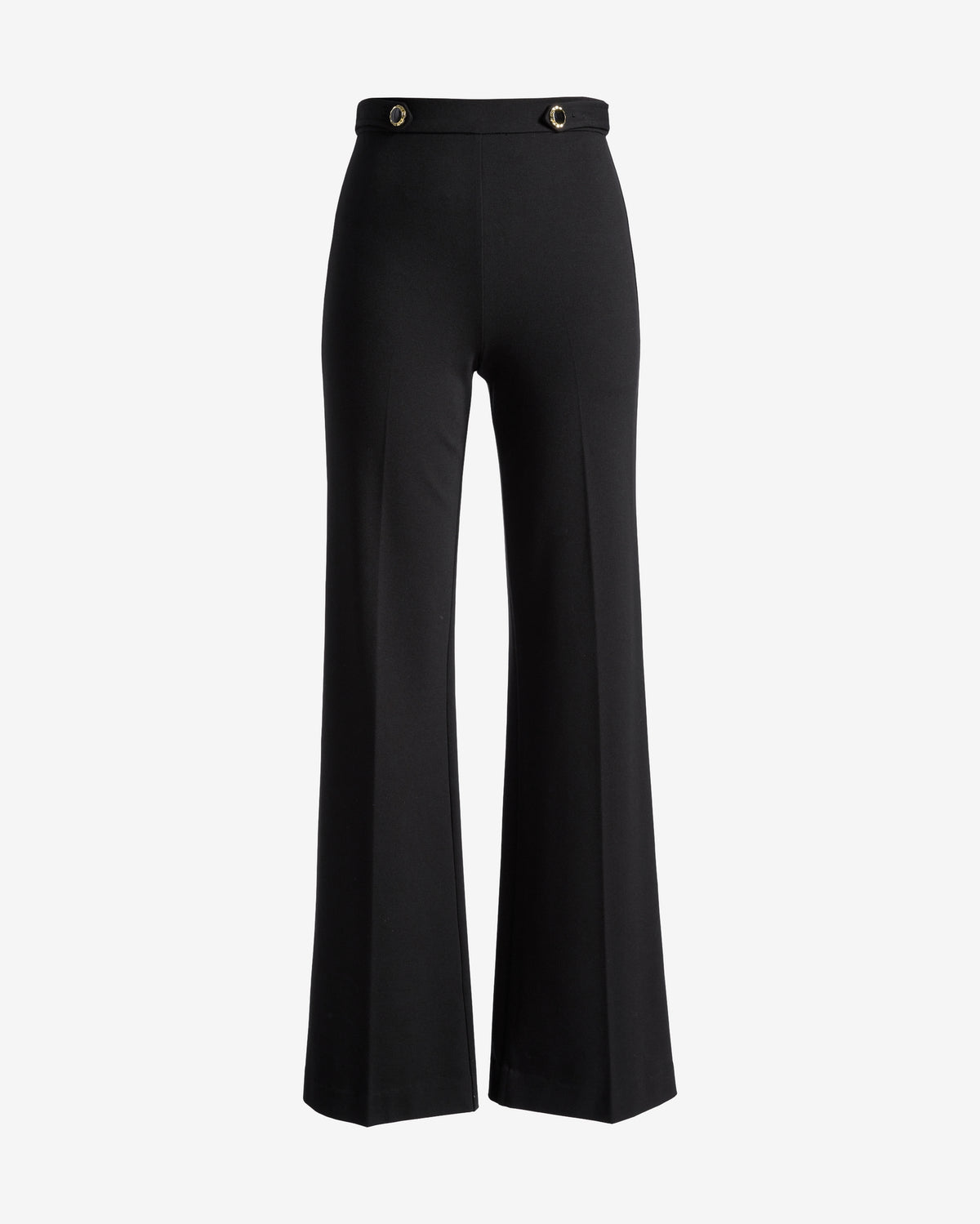 Ultimate Ponte Wide Leg Pant with Button Detail Black
