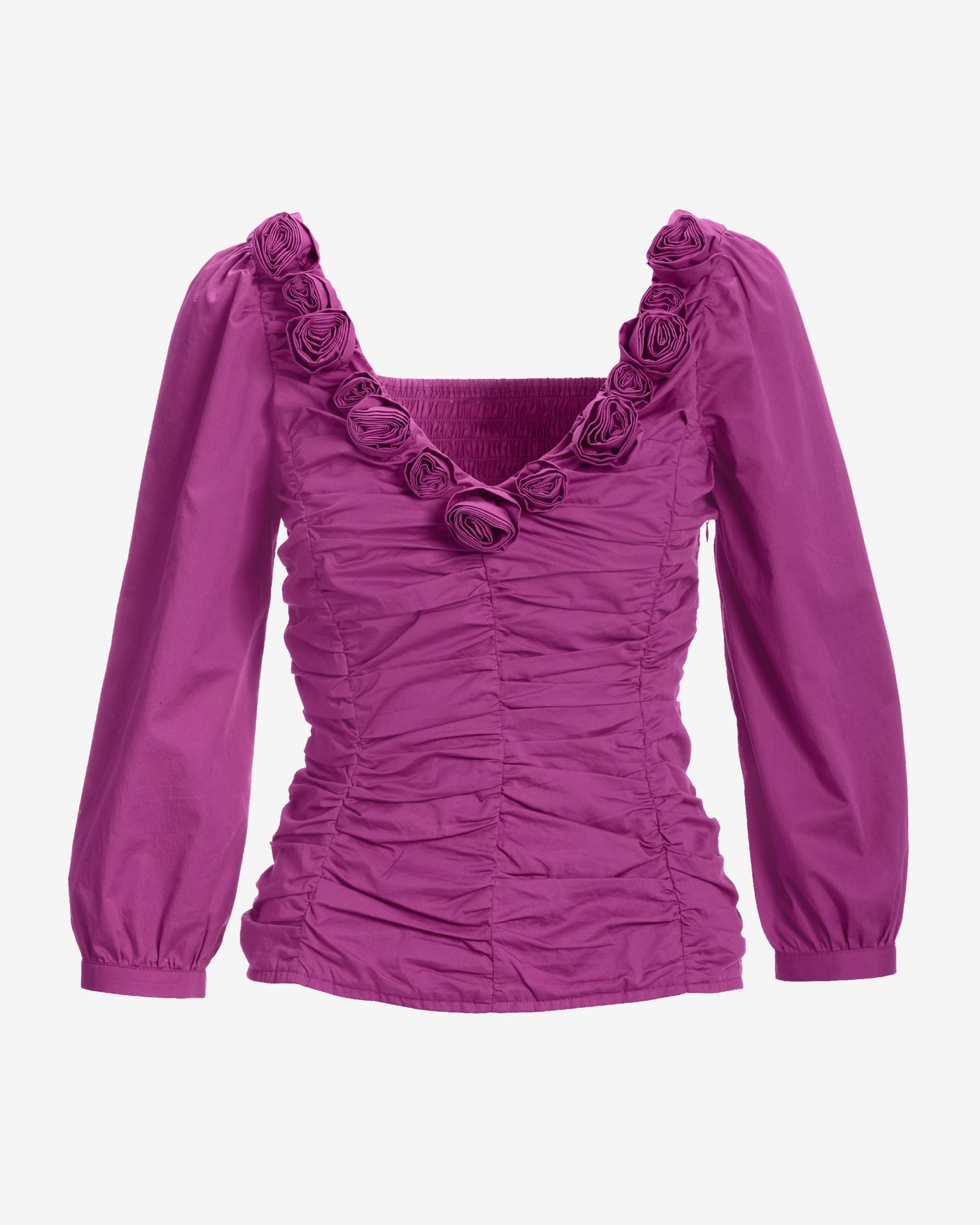 Rosette Ruched Poplin Blouse Vivid Viola