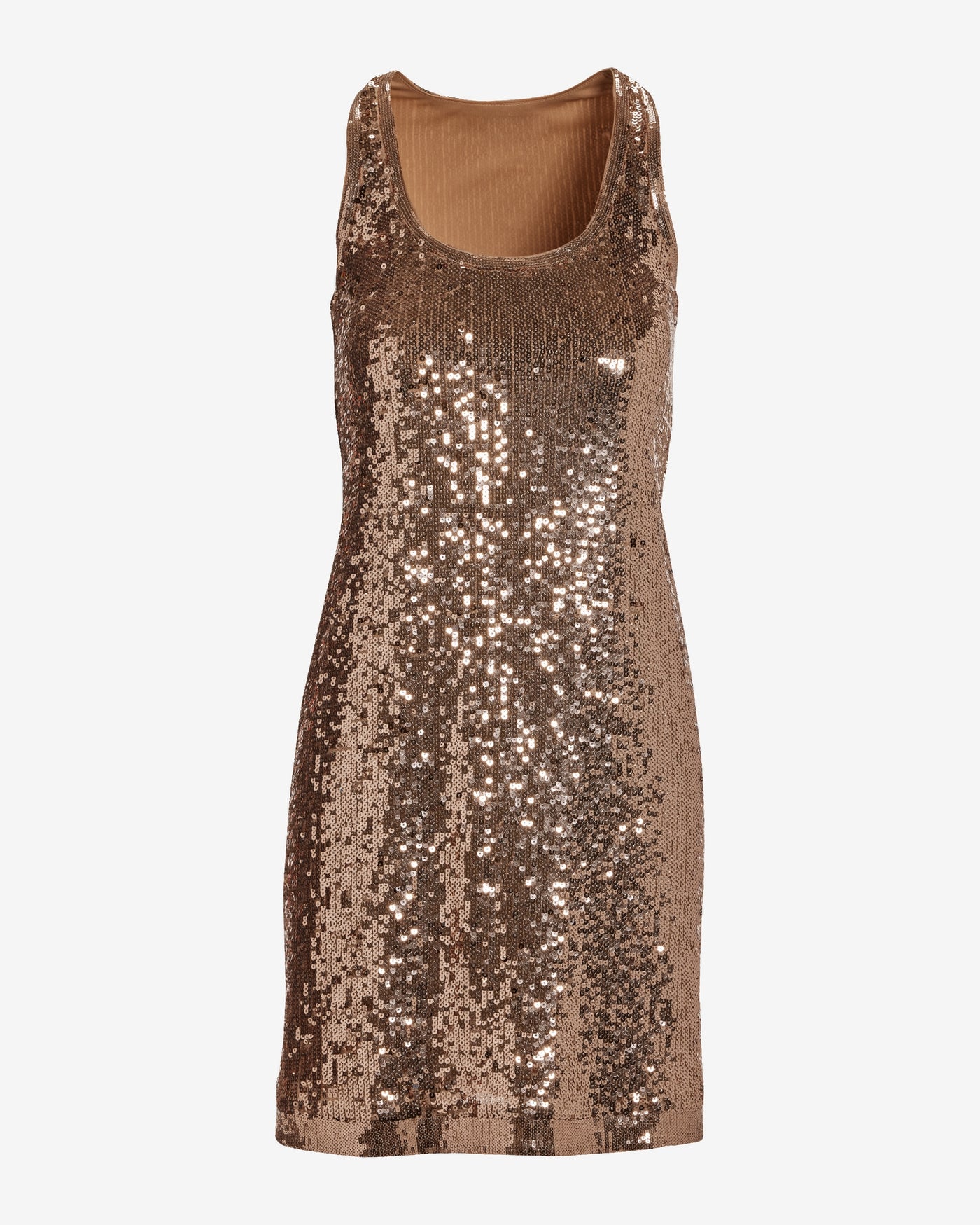 Sequin Scoop Neck Shift Dress Rose Gold