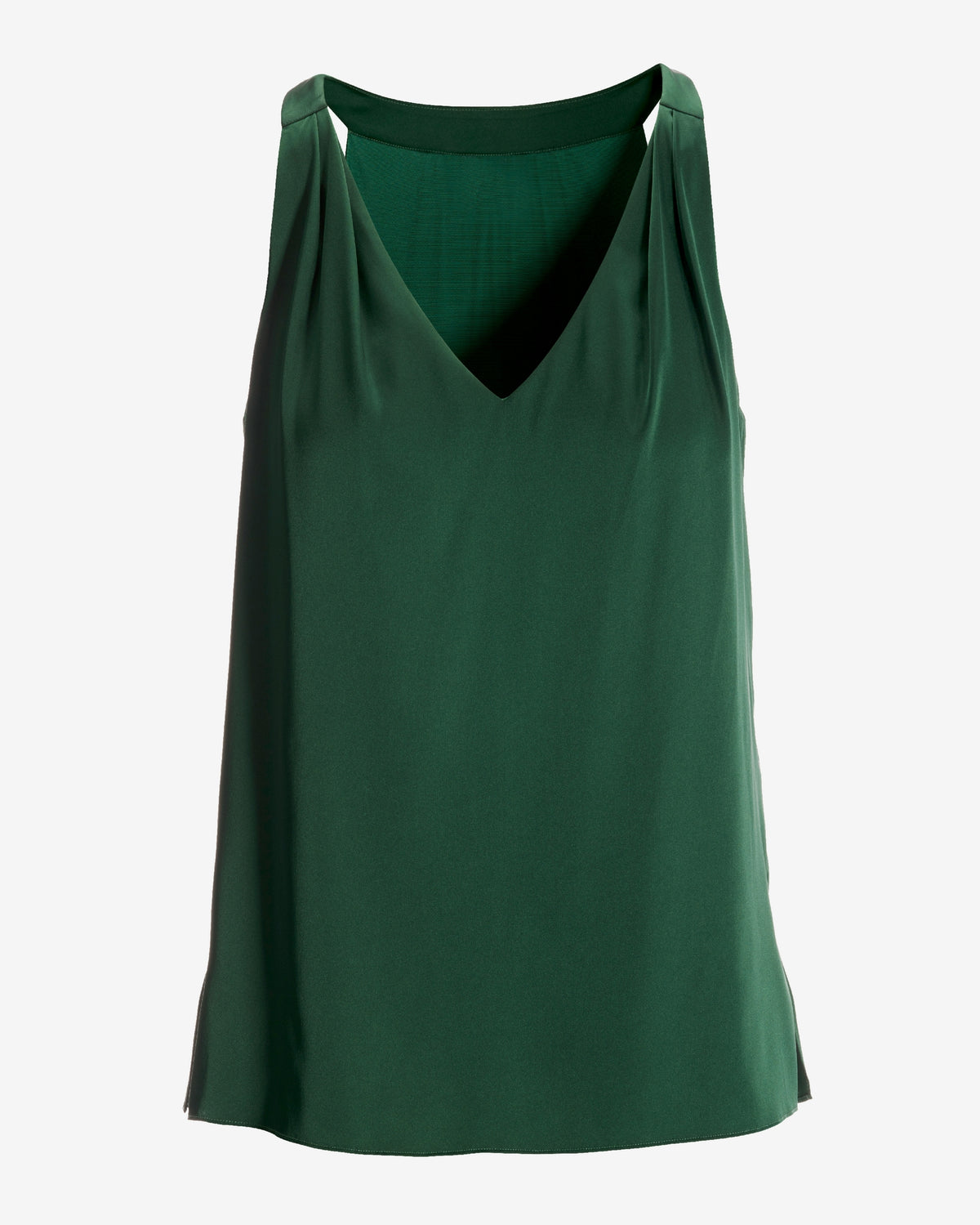 Nikki V-Neck Charmeuse Blouse Deep Emerald