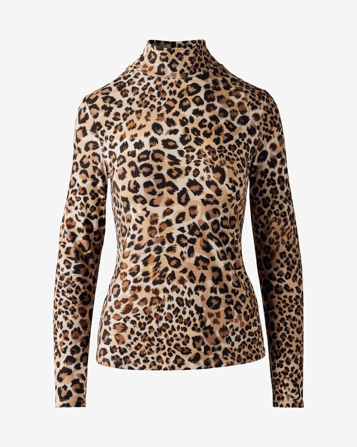 Long Sleeve Printed Turtleneck Top Brushed Cheetah