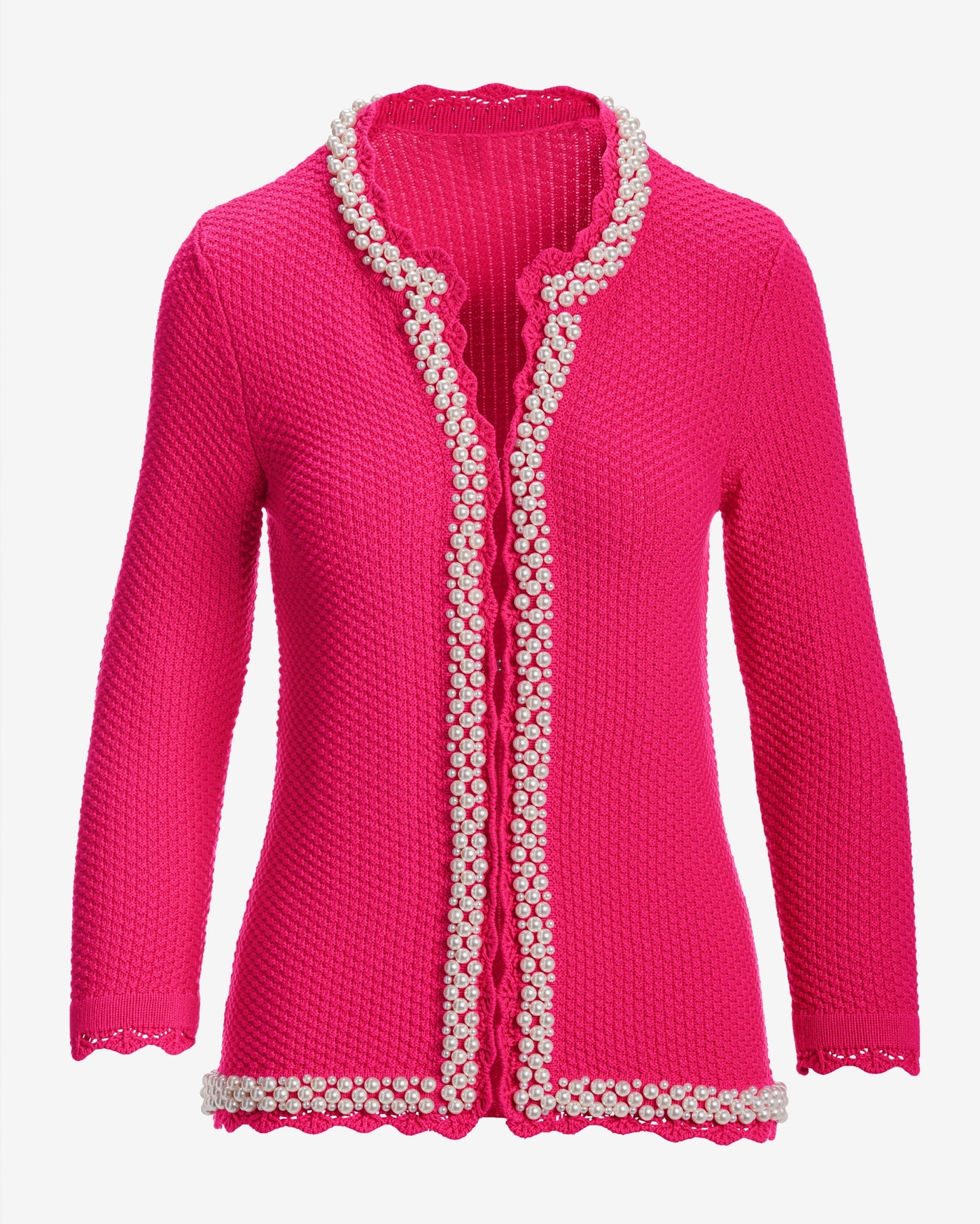 Pearl Trim Textured Cardigan Blossom