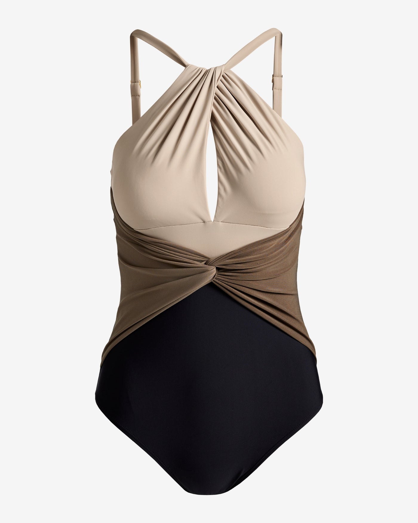 Beyond Control High Neck Keyhole Color Block One Piece Swimsuit Multi