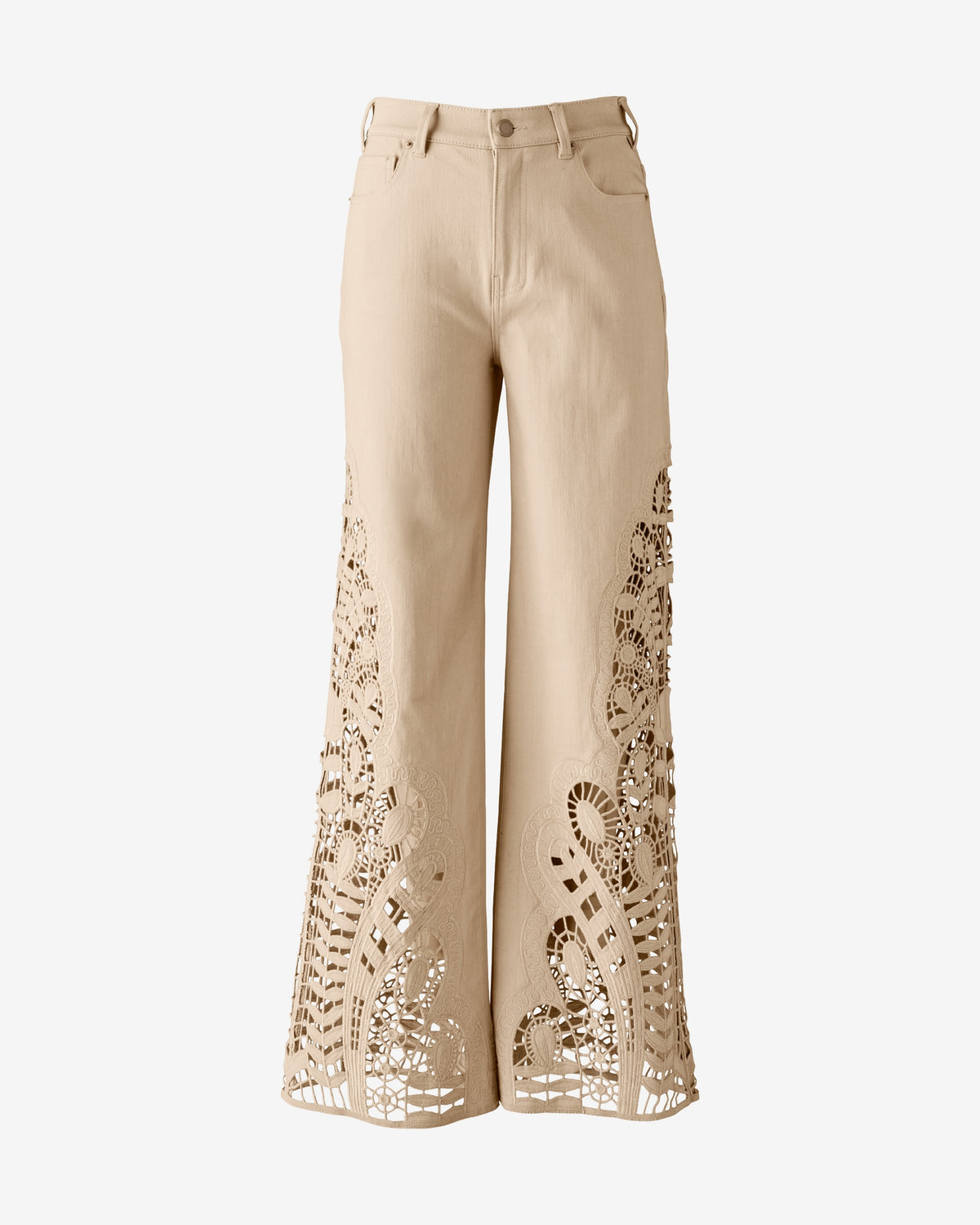 Eyelet Cutout Flare Jean Smoke Gray