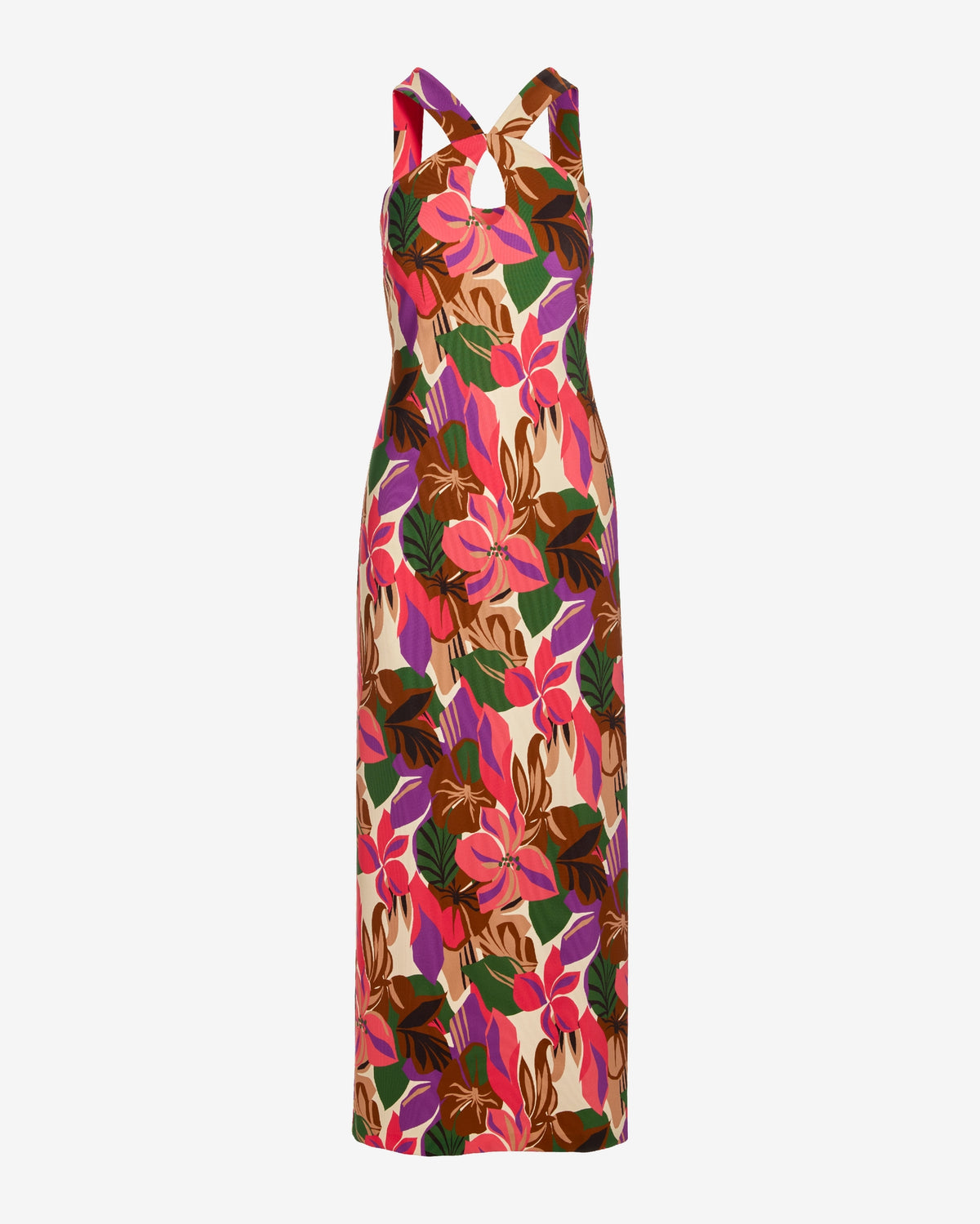 Beyond Travel Print Keyhole Maxi Dress Sheryl Safari