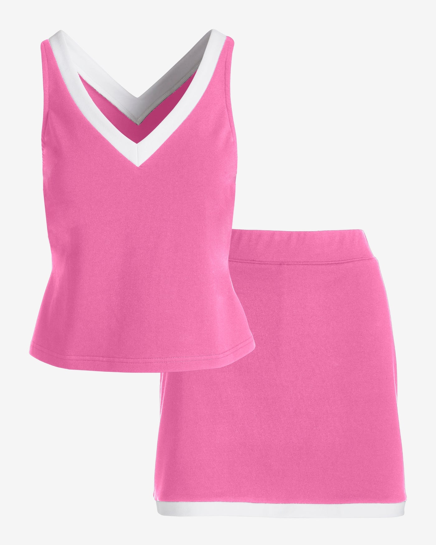 French Terry Color-Block Skort Set Pink Carnation/White