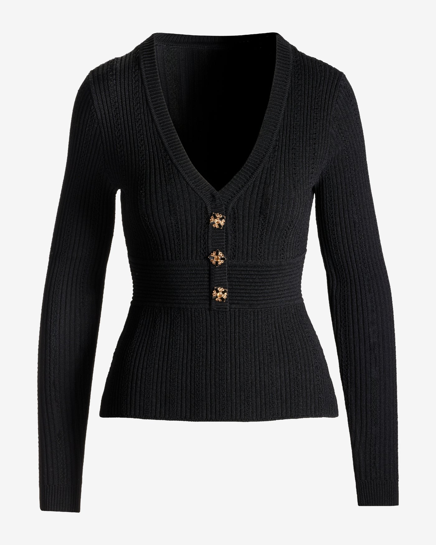 Peplum Button Sweater Proper Black