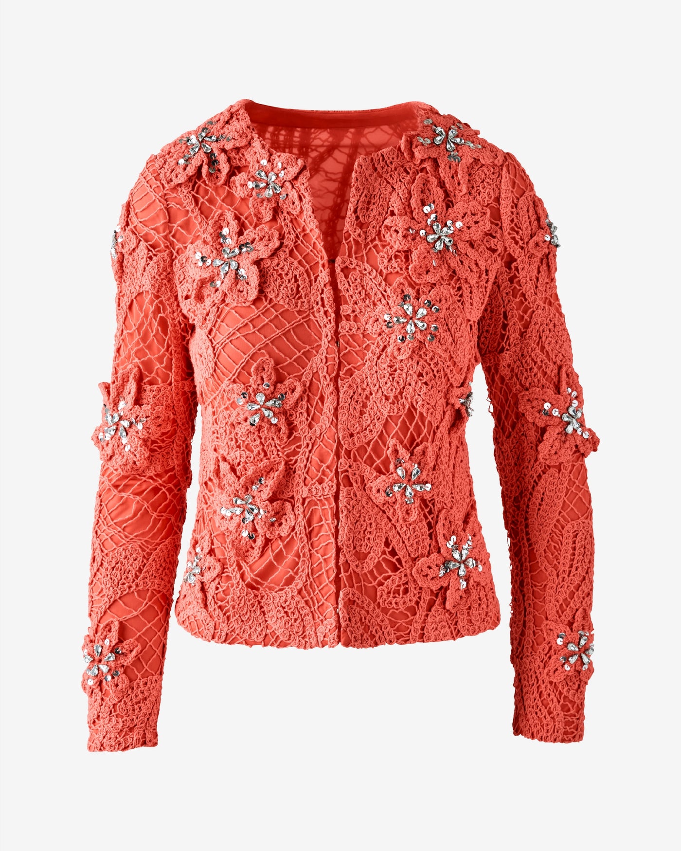 3D Floral Crochet Cardigan Georgia Peach