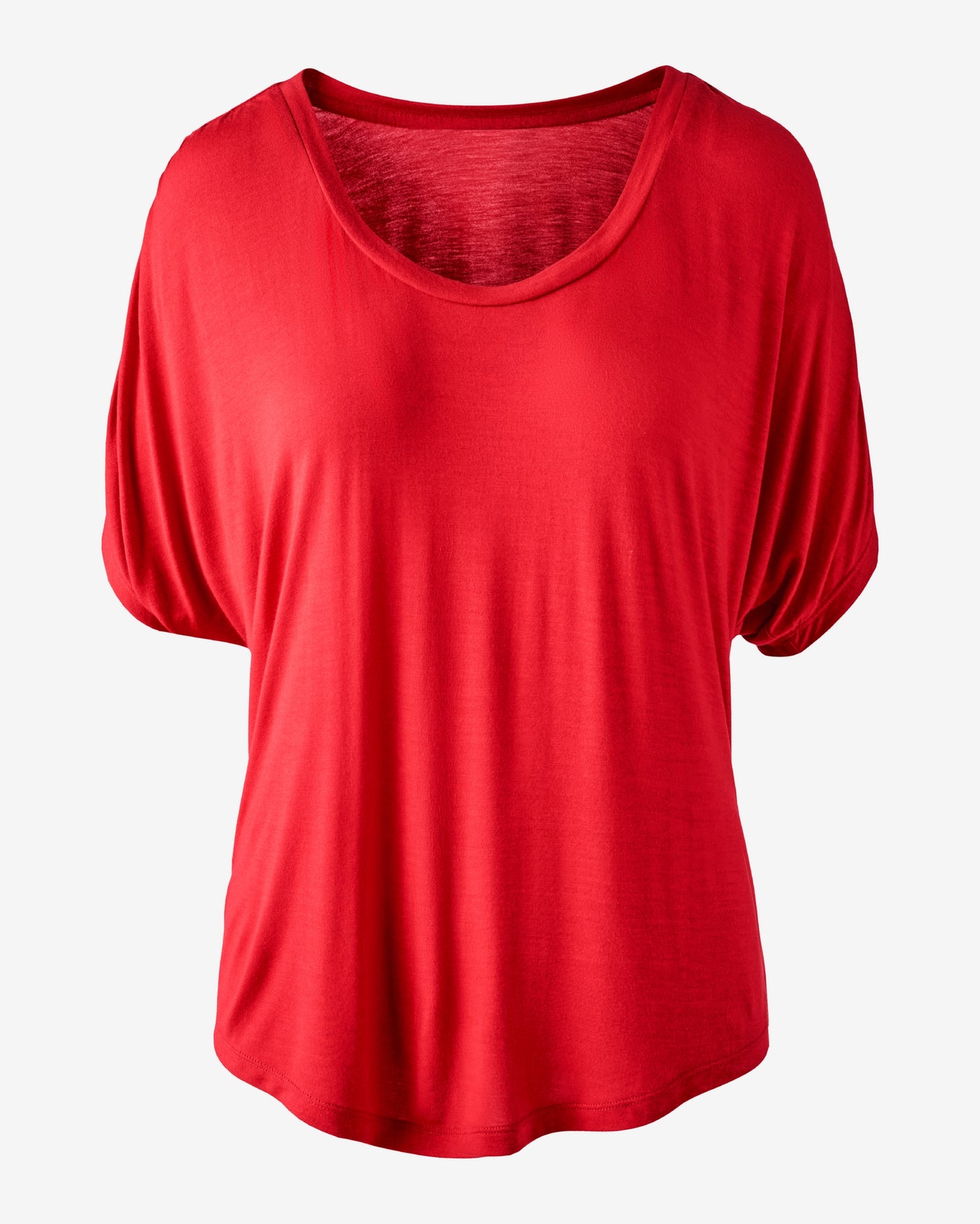 Ruched Sleeve T Shirt Tomato Red