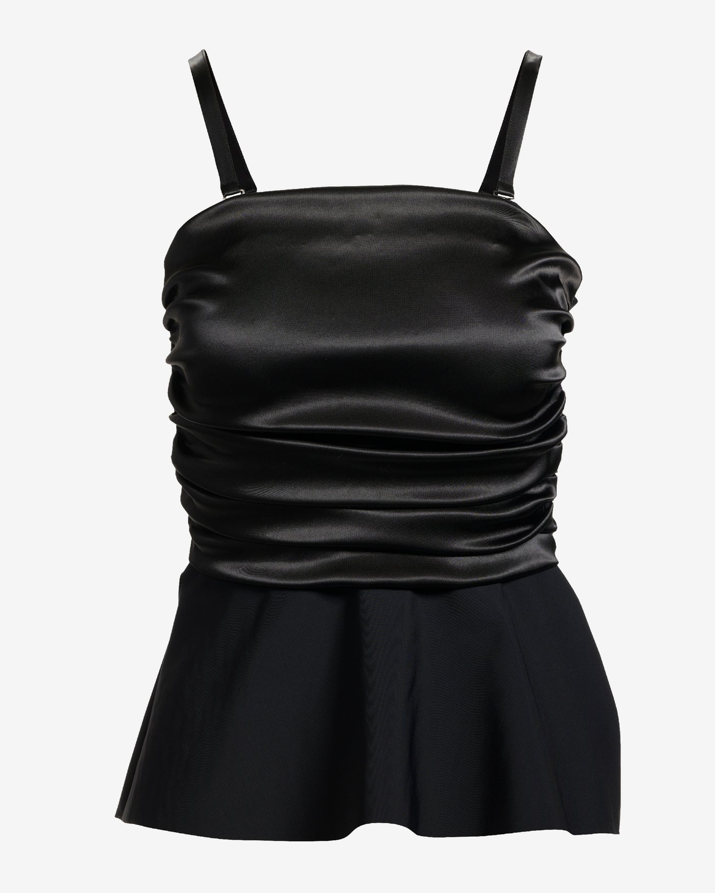 Strapless Ruched Peplum Top Black