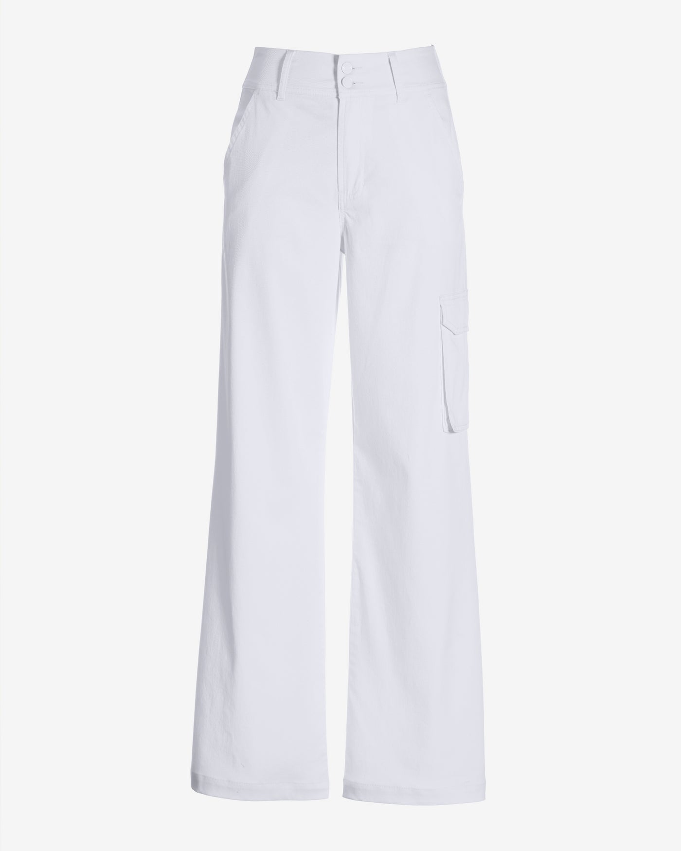 Malibu High Waist Wide Leg Cargo Pant White