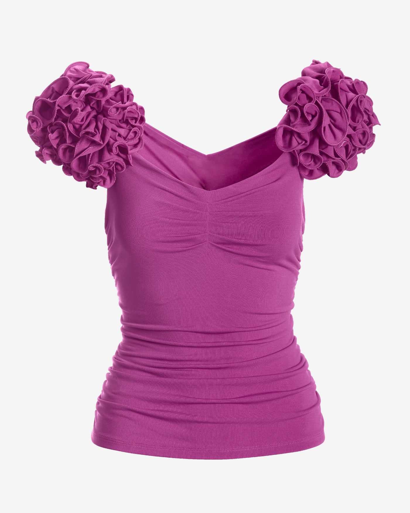 So Chic Floral Skimming Ruched Top Purple Orchid