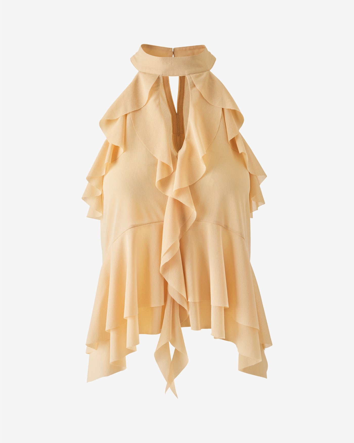 Knit Mesh Ruffled Top Golden Fleece