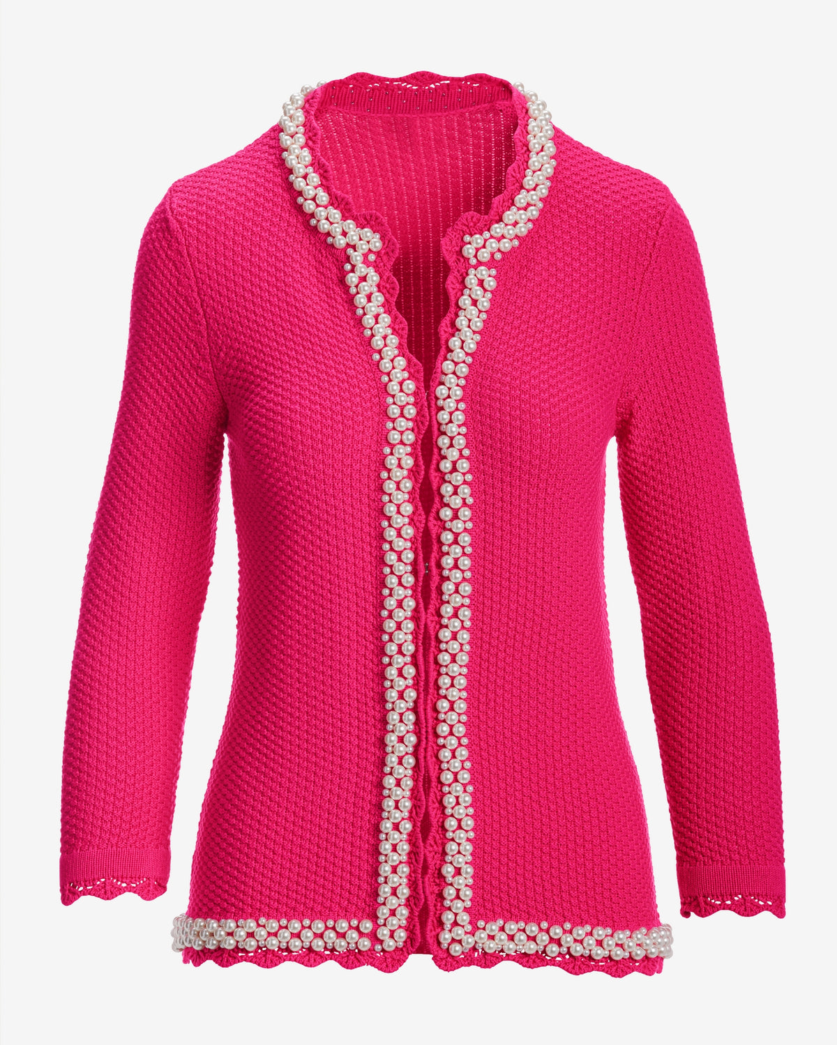 Pearl Trim Textured Cardigan Blossom