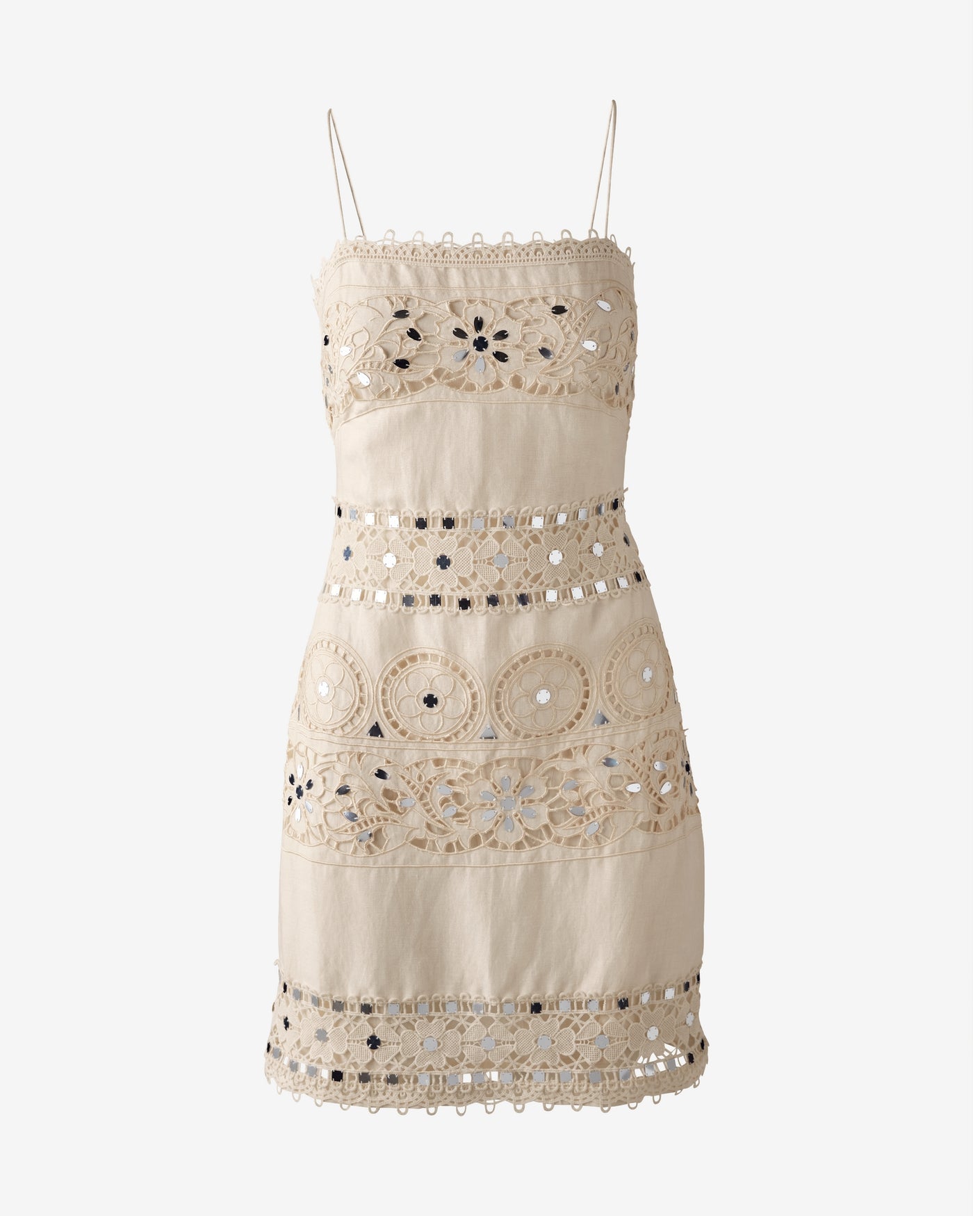 Mirror Embellished Eyelet Dress White Swan