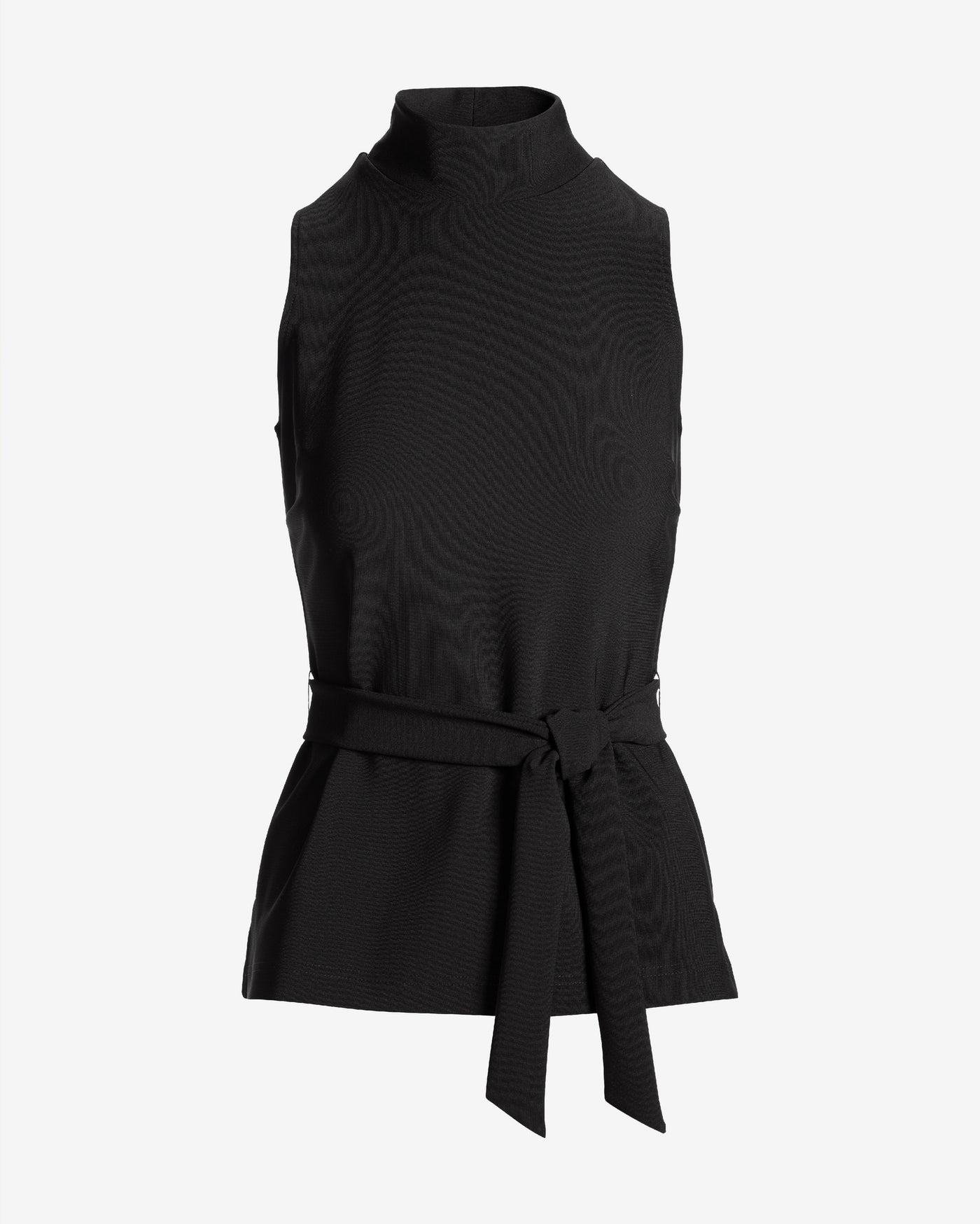 Beyond Travel Belted Mockneck Tunic Top Jet Black