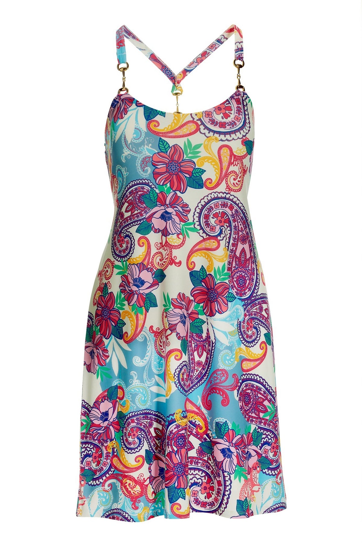 Sedona Swirls Print Hardware Detail Short Dress Multi