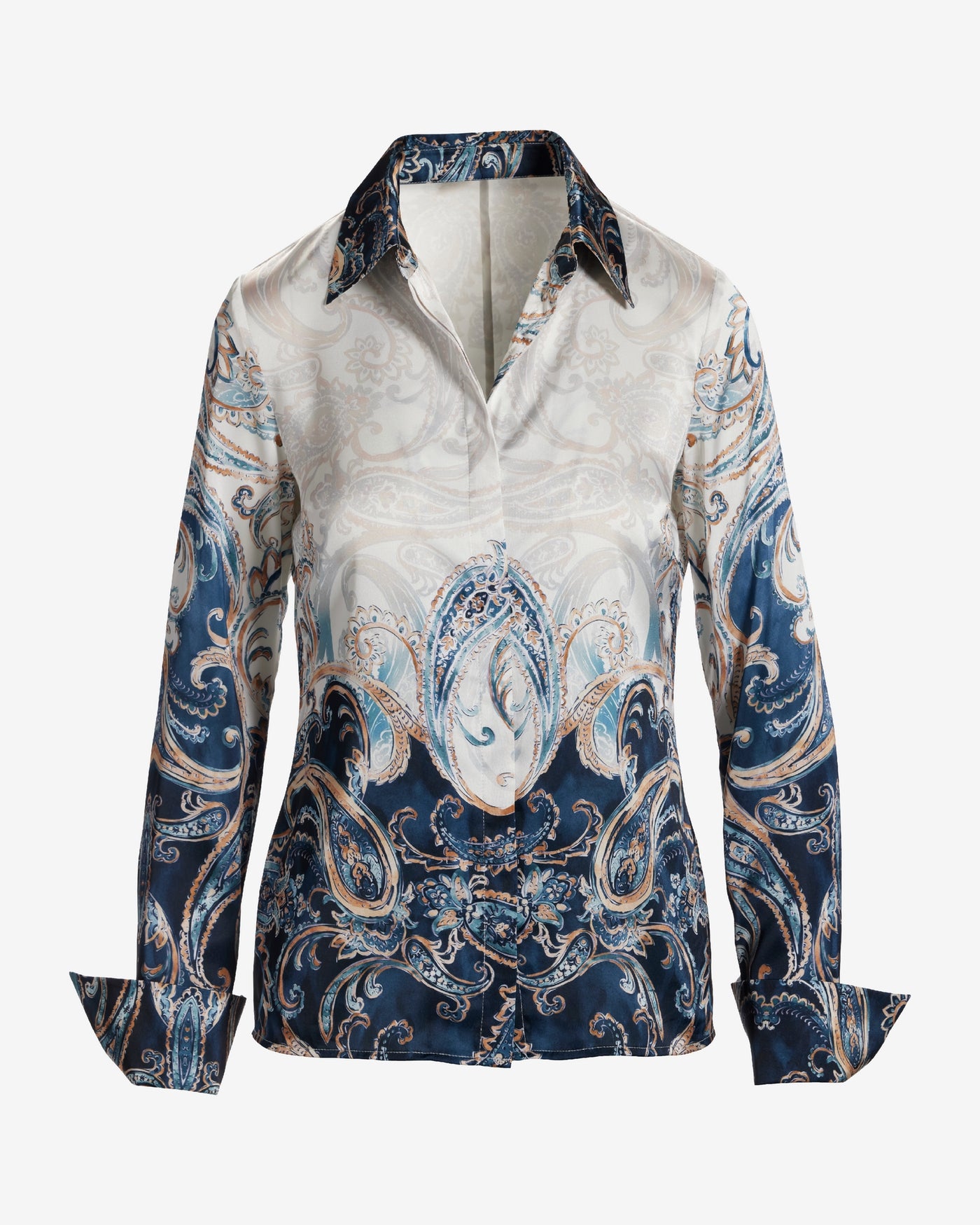 Print Sophia Charmeuse Blouse Paisley Wave