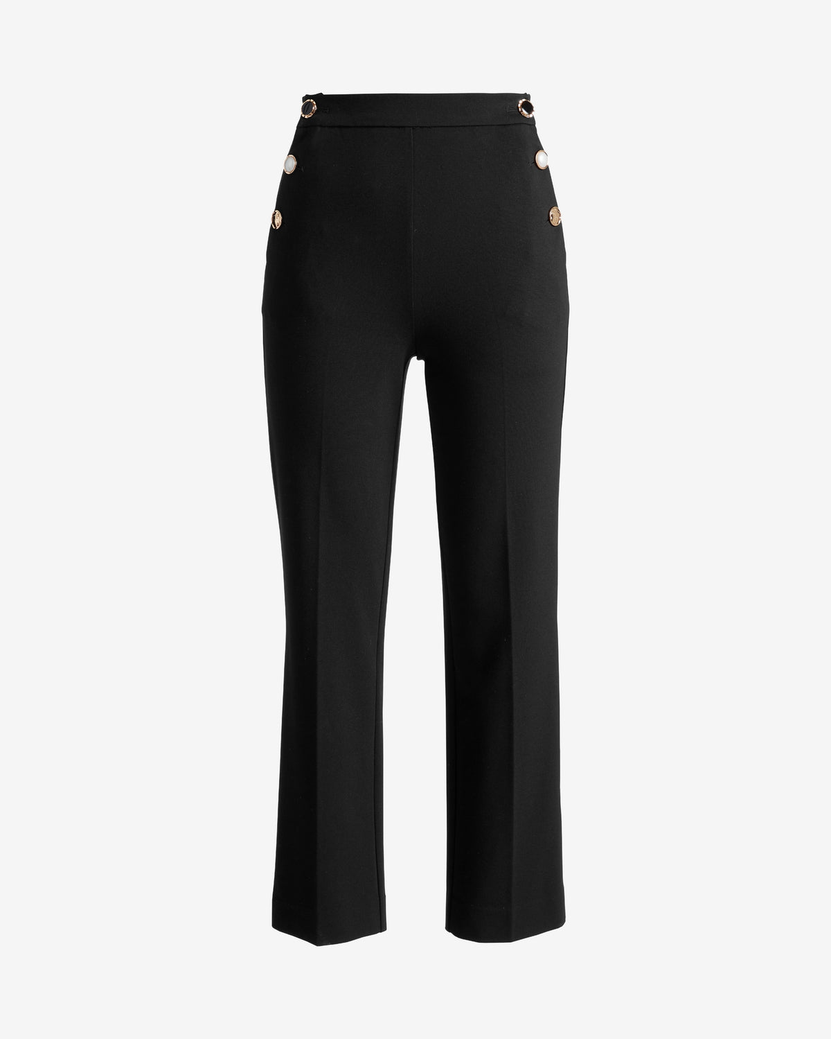 Ultimate Ponte Cropped Pant with Button Detail Black