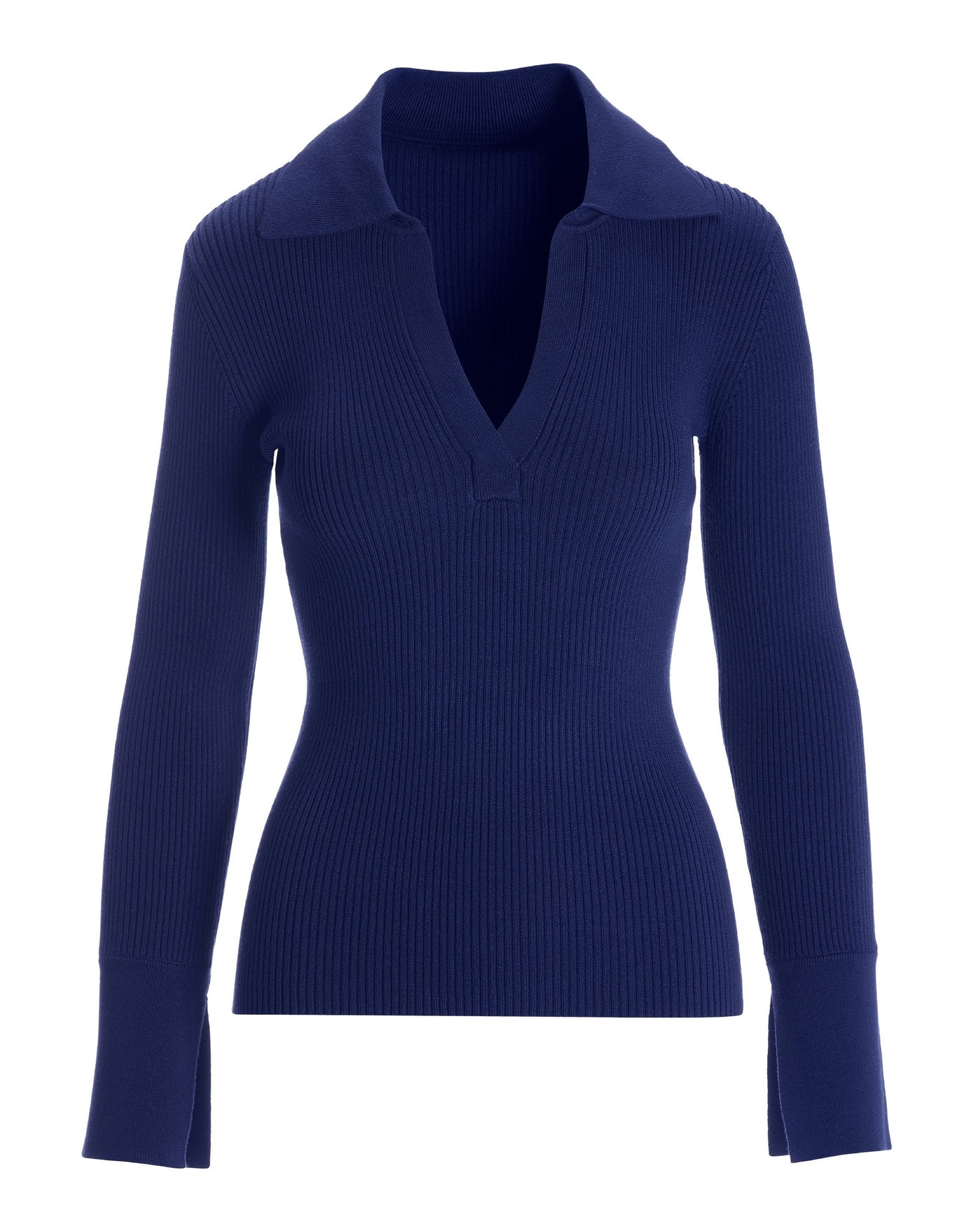 Ribbed Collar Sweater Navy