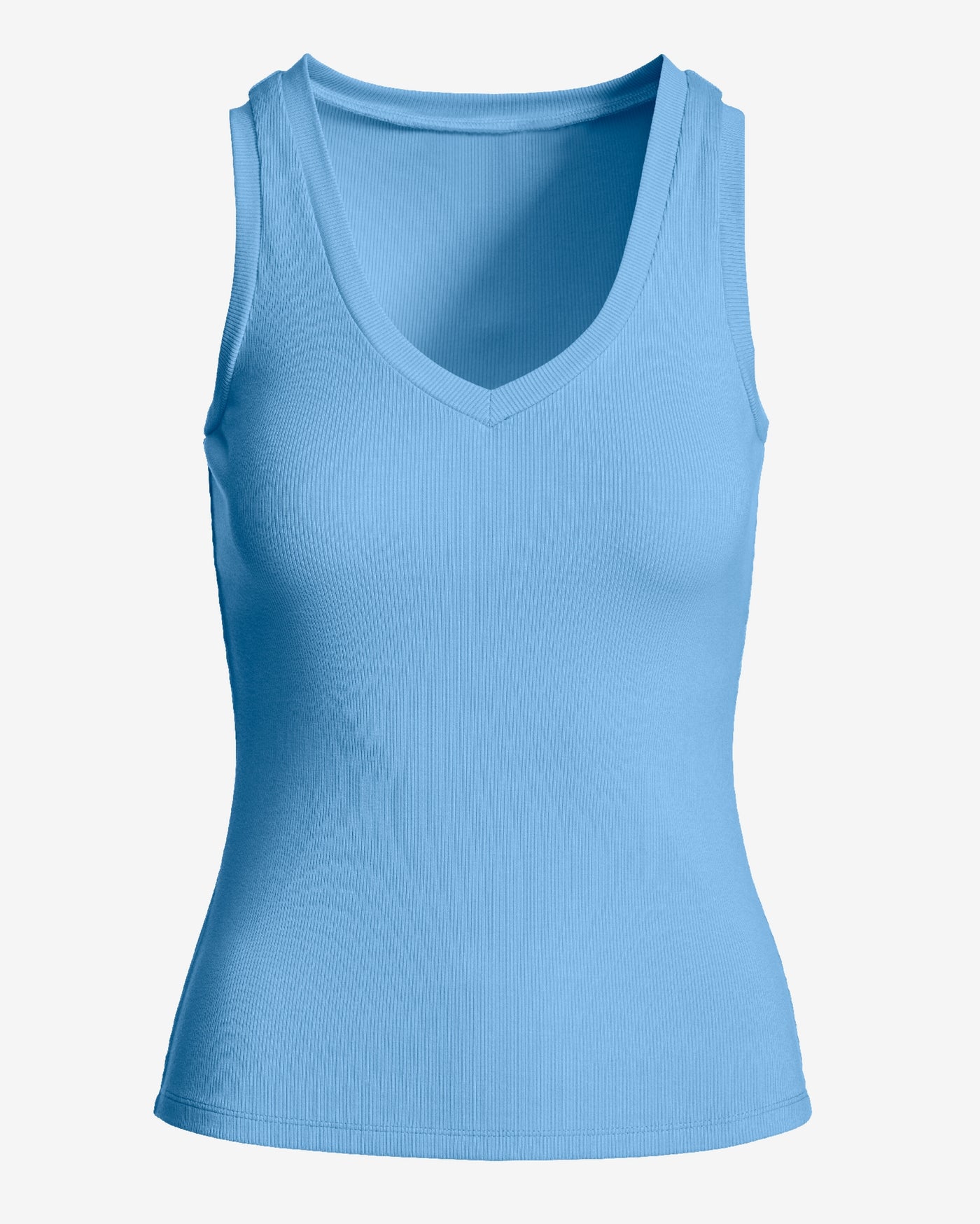 So Essential Ribbed V Neck Tank Sky Blue