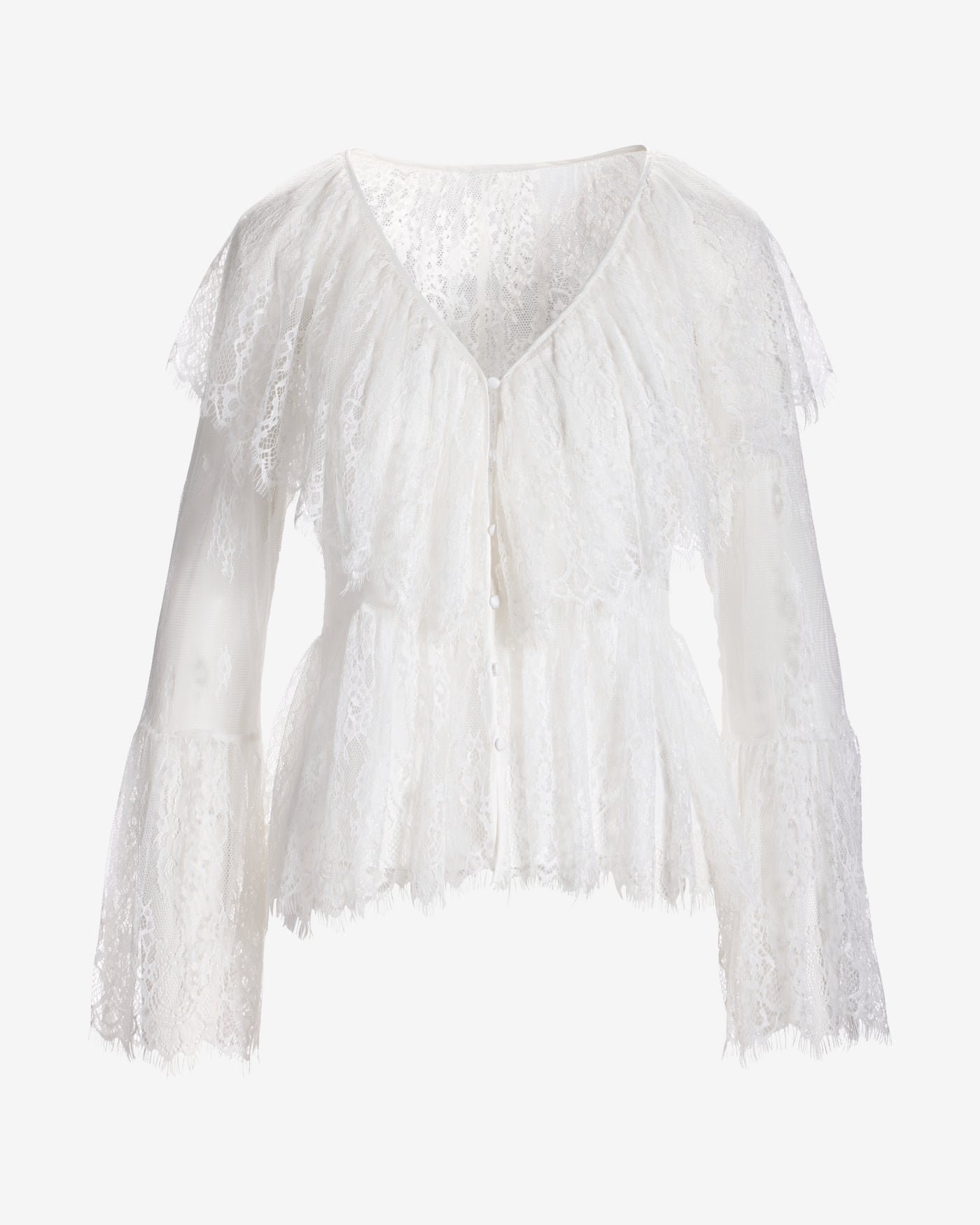 Bohemian Long-Sleeve Lace Blouse Off White