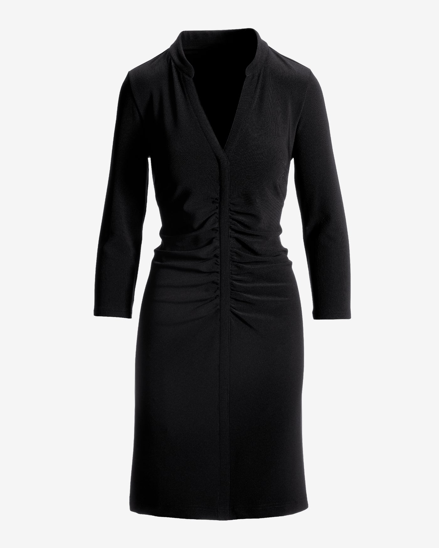 Beyond Travel Long Sleeve Ruched Short Dress Jet Black