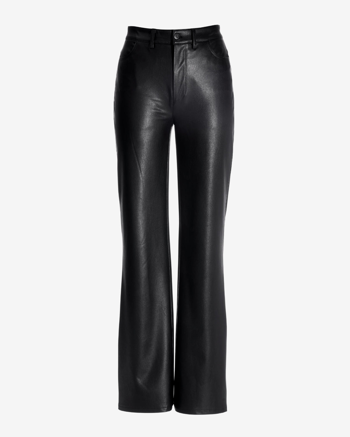 Malibu Wide Leg Five Pocket Faux Leather Pant Black