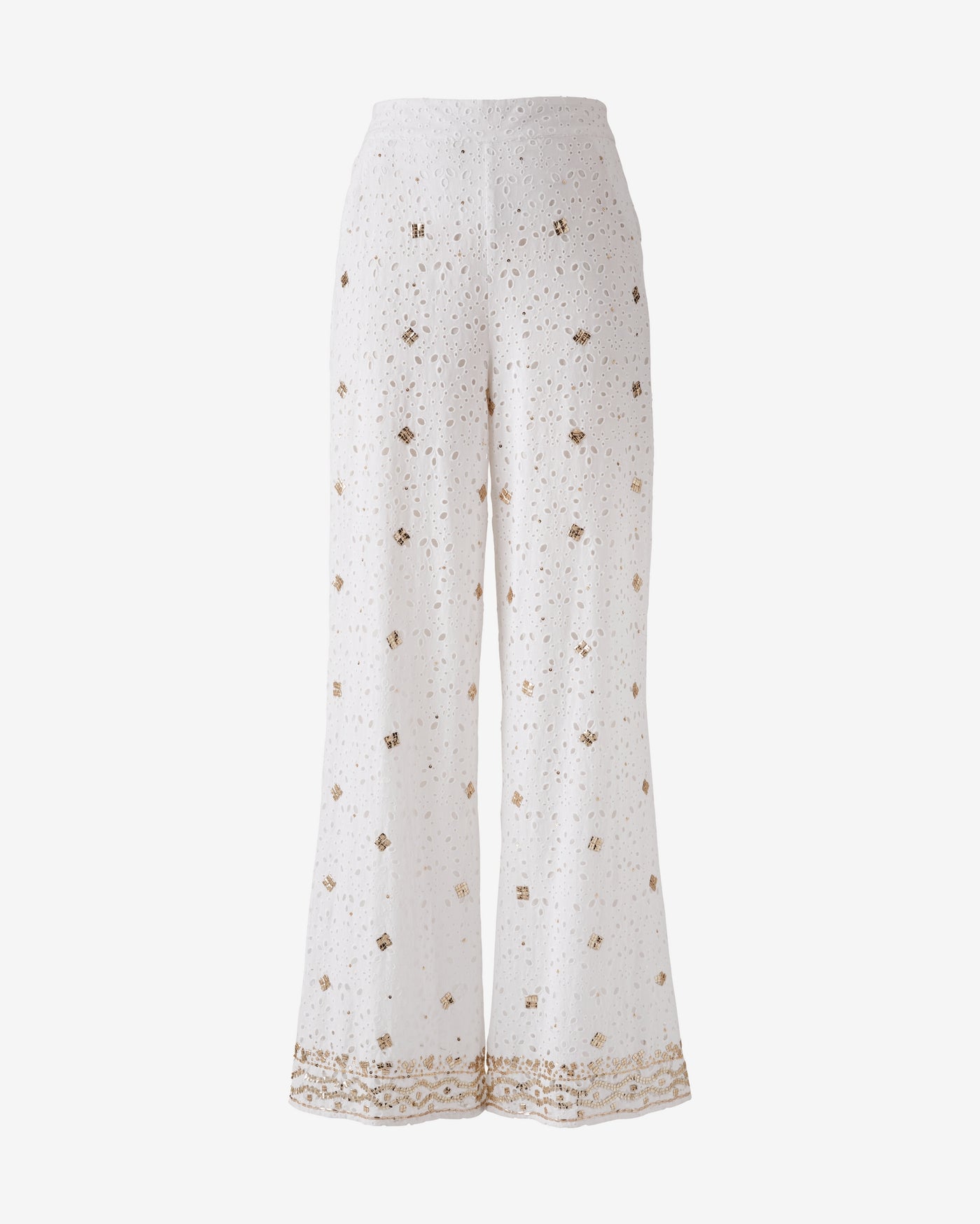 Sequin Eyelet Pant White/Gold