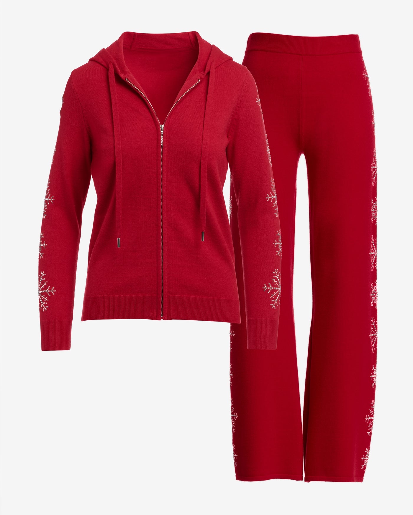 Snowflake Embellished Lounge Set Racing Red